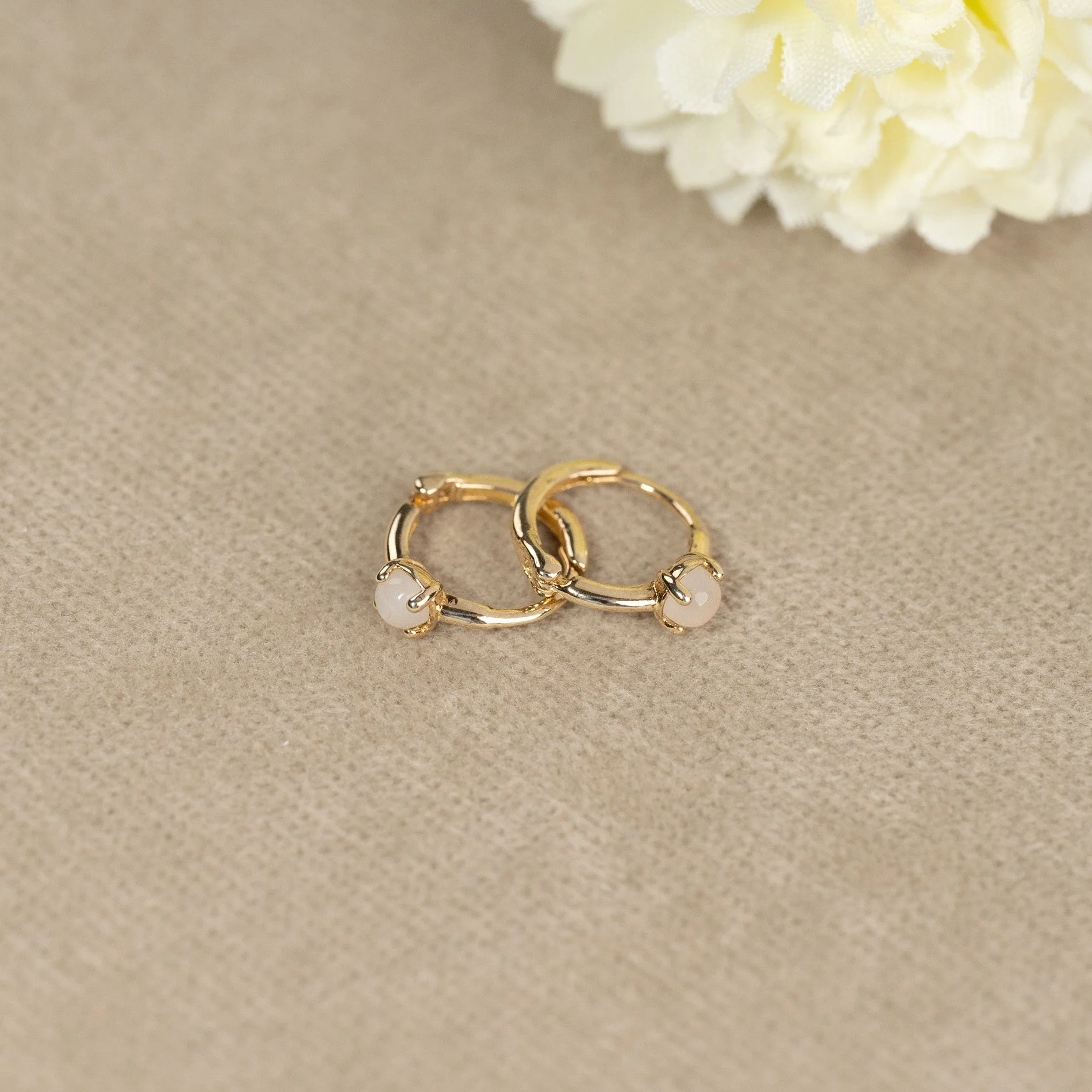 GABRIELLA MOONSTONE SOLID GOLD CREOL EARRING - Image 4