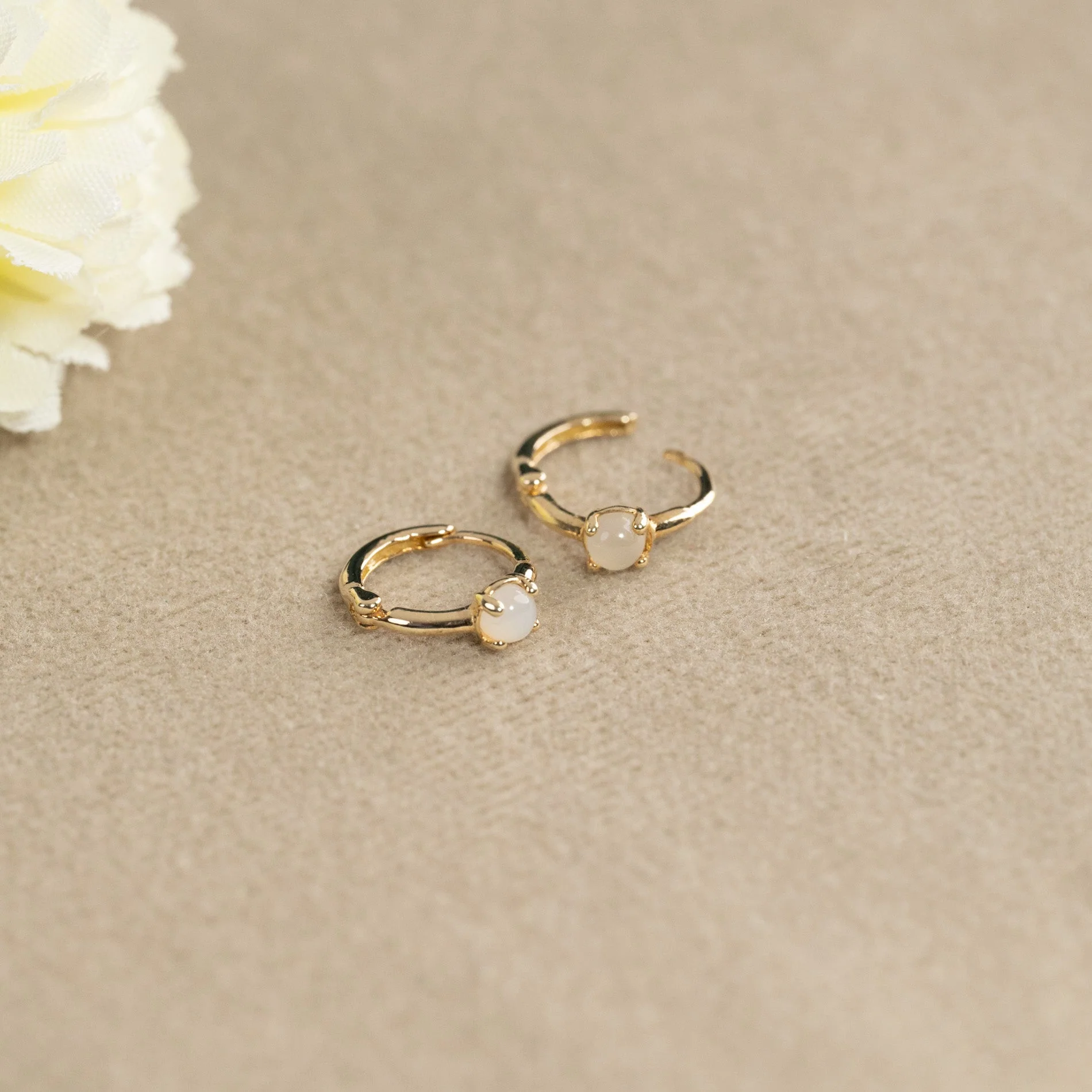 GABRIELLA MOONSTONE SOLID GOLD CREOL EARRING - Image 6