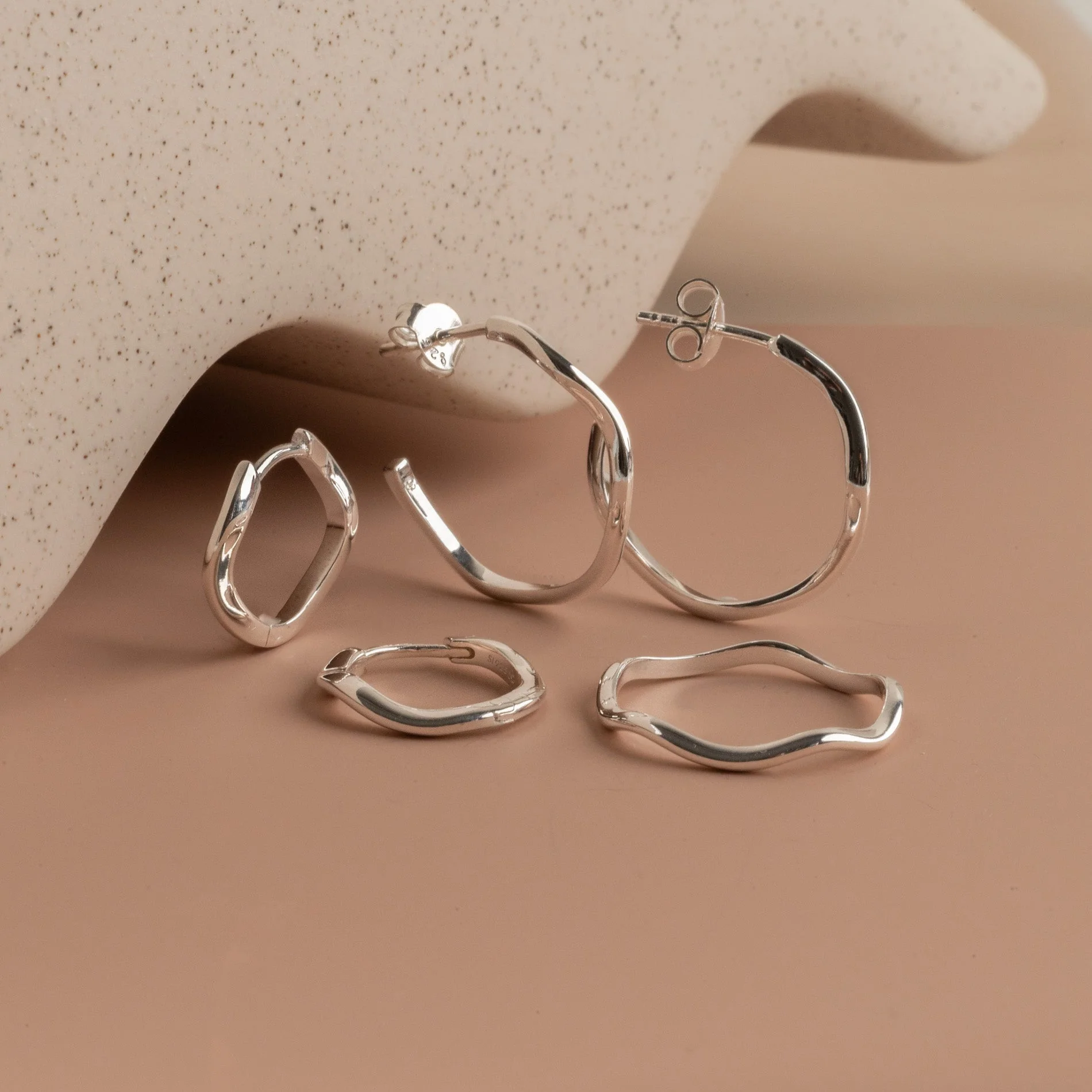 GAIA SILVER HUGGIE EARRING - Image 7