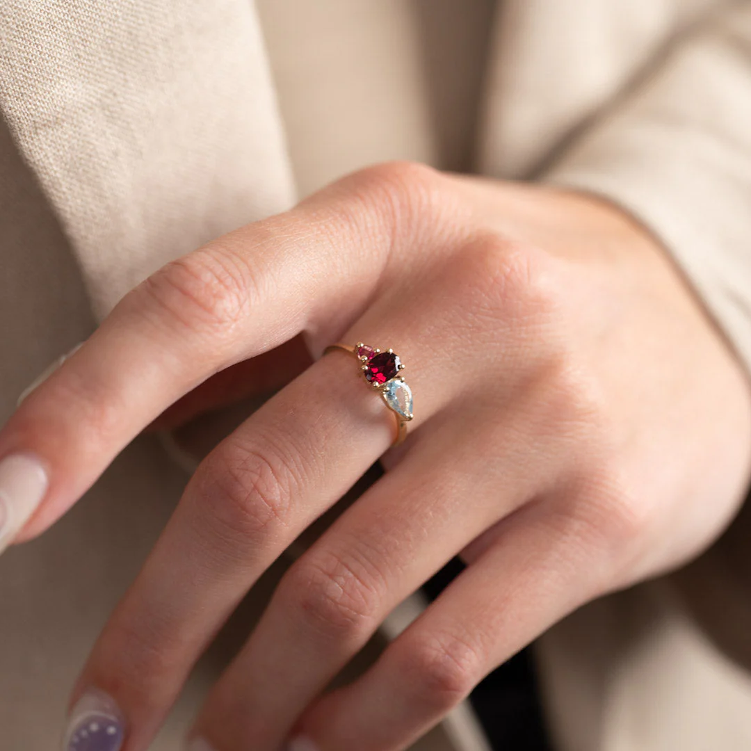 GEM CLUSTER SOLID GOLD RING - Image 2