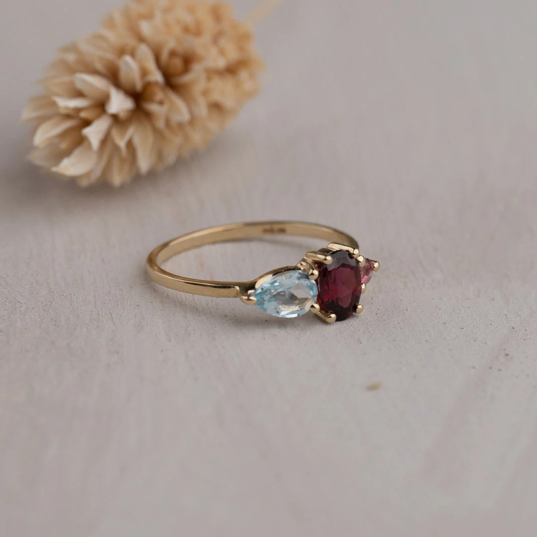 GEM CLUSTER SOLID GOLD RING - Image 3