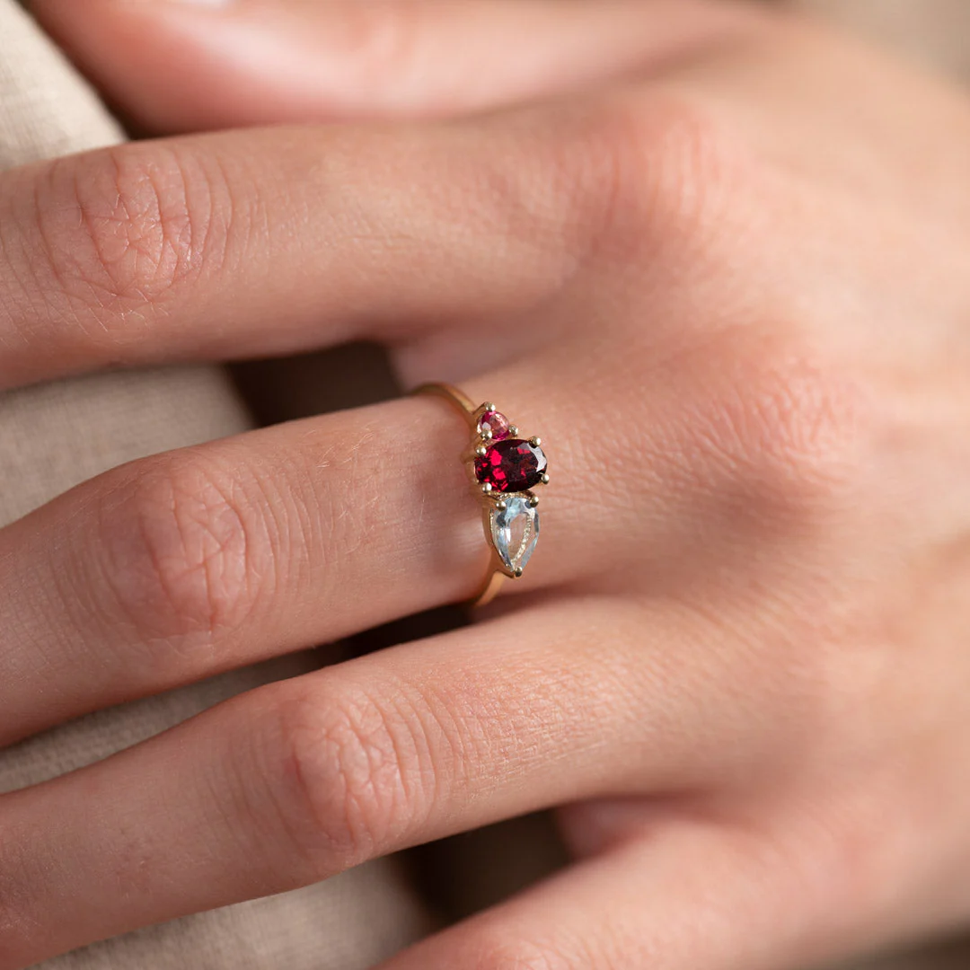 GEM CLUSTER SOLID GOLD RING - Image 4