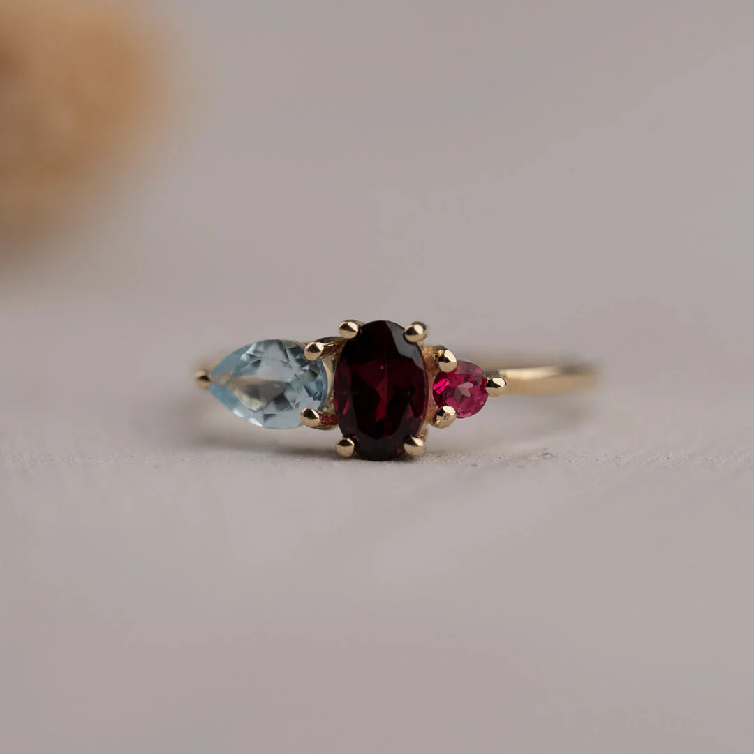 GEM CLUSTER SOLID GOLD RING - Image 5