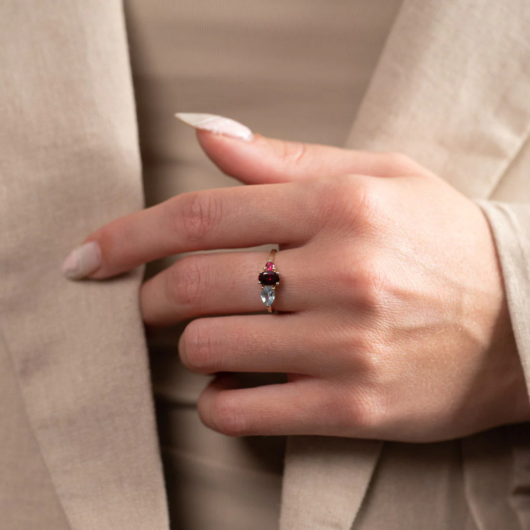GEM CLUSTER SOLID GOLD RING - Image 6