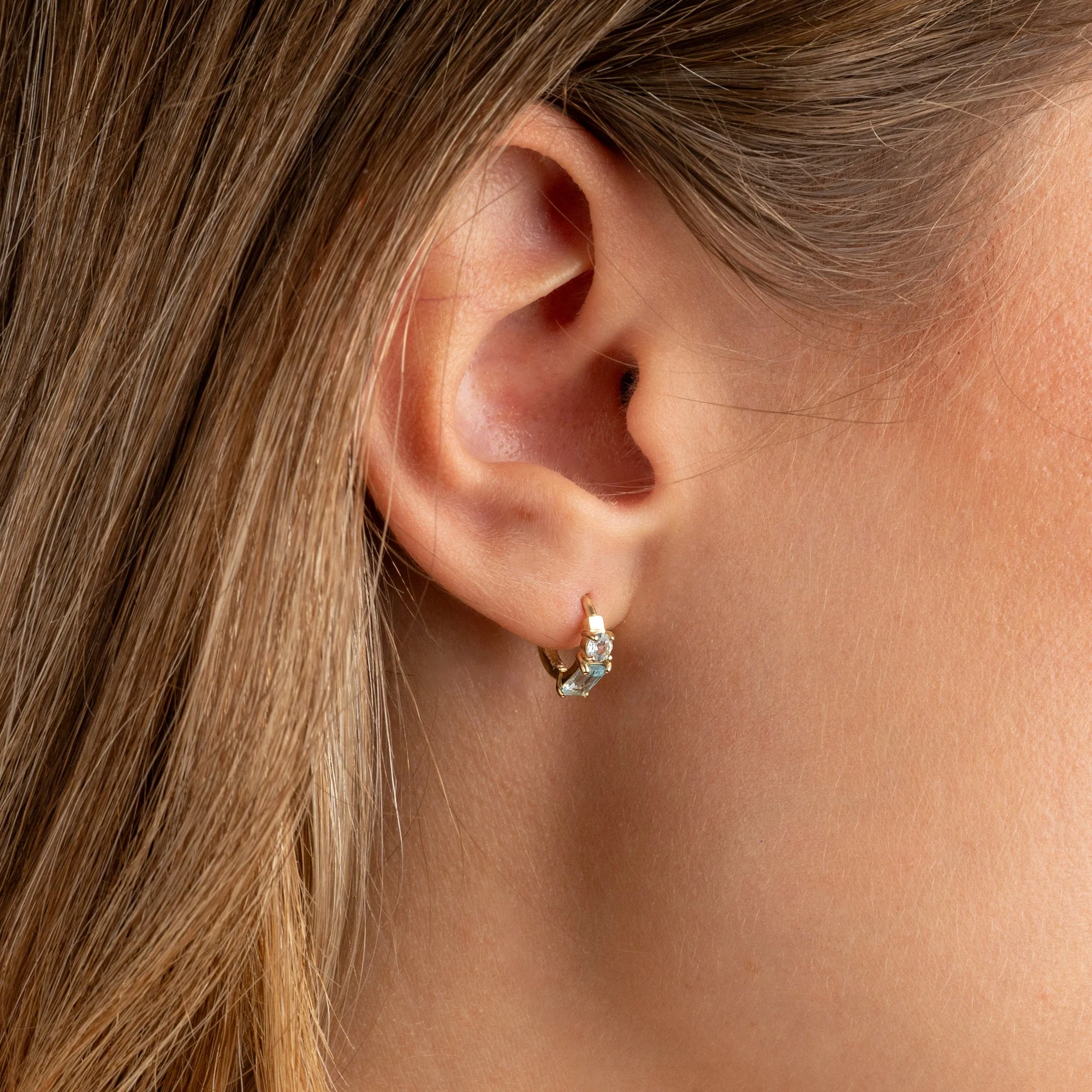 GEMINA BLUE TOPAZ SOLID GOLD EARRING - Image 4
