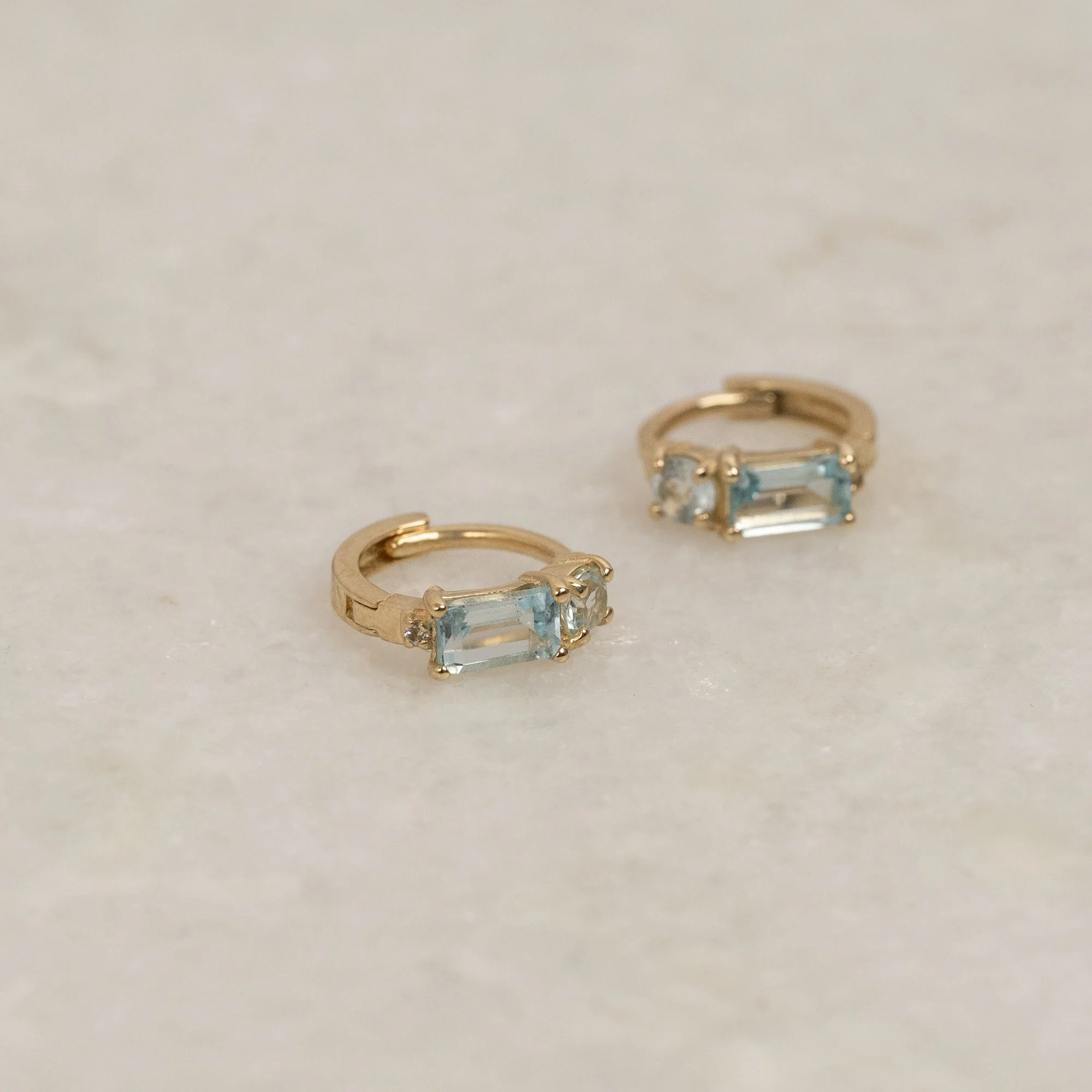 GEMINA BLUE TOPAZ SOLID GOLD EARRING - Image 5