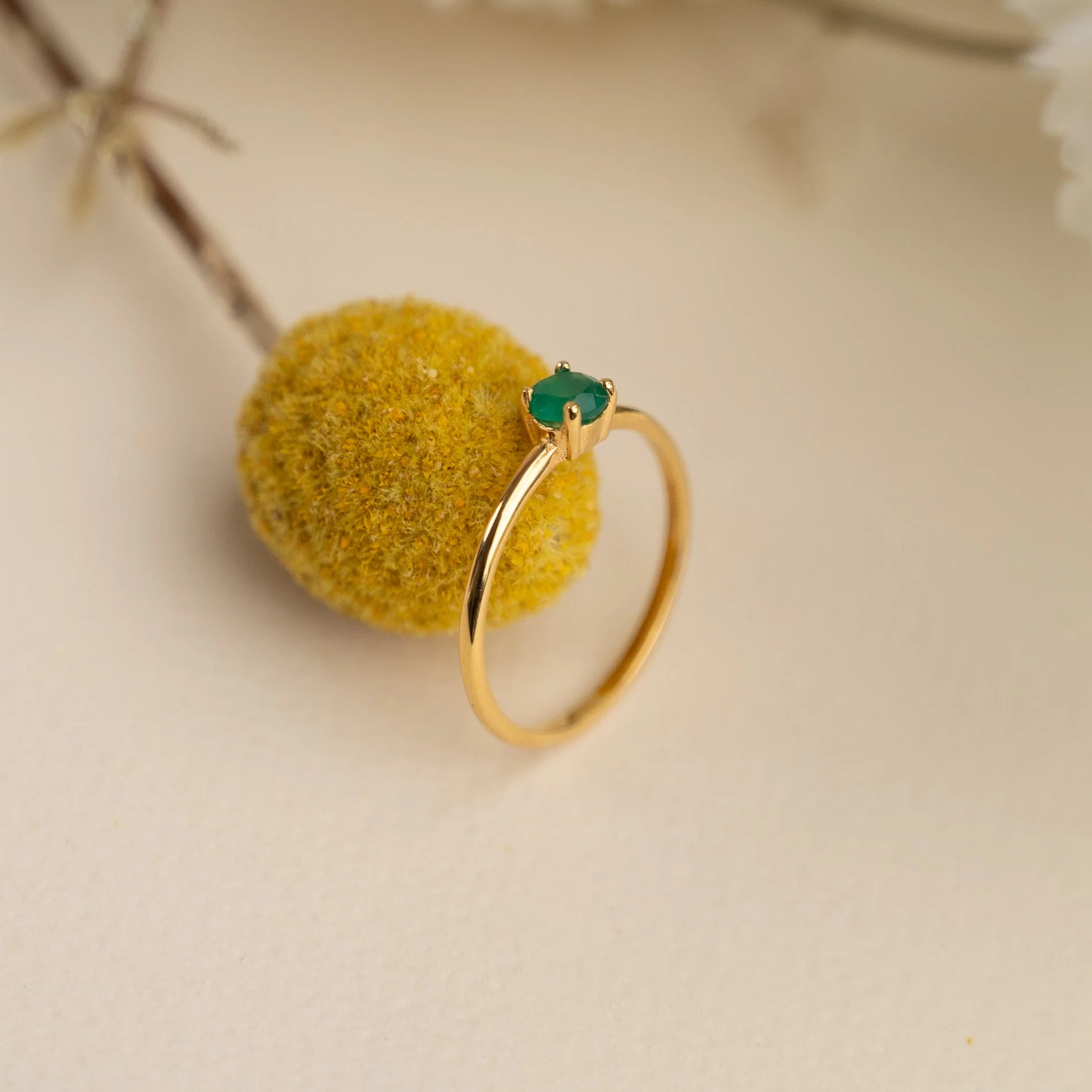 GEMMA GREEN AGATE GOLDEN RING - Image 5