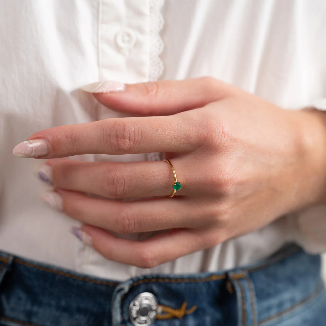 GEMMA GREEN AGATE GOLDEN RING - Image 6