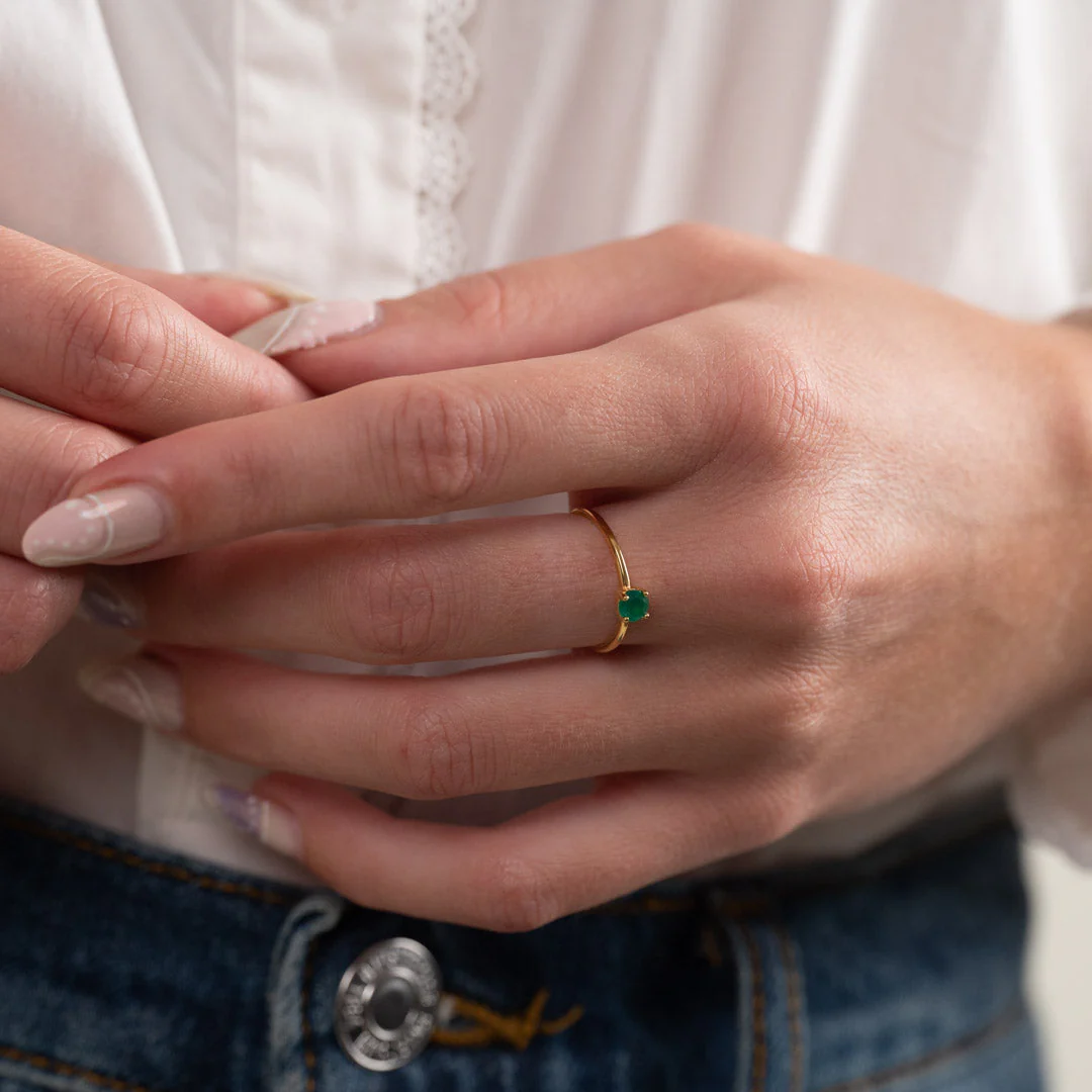GEMMA GREEN AGATE GOLDEN RING - Image 8