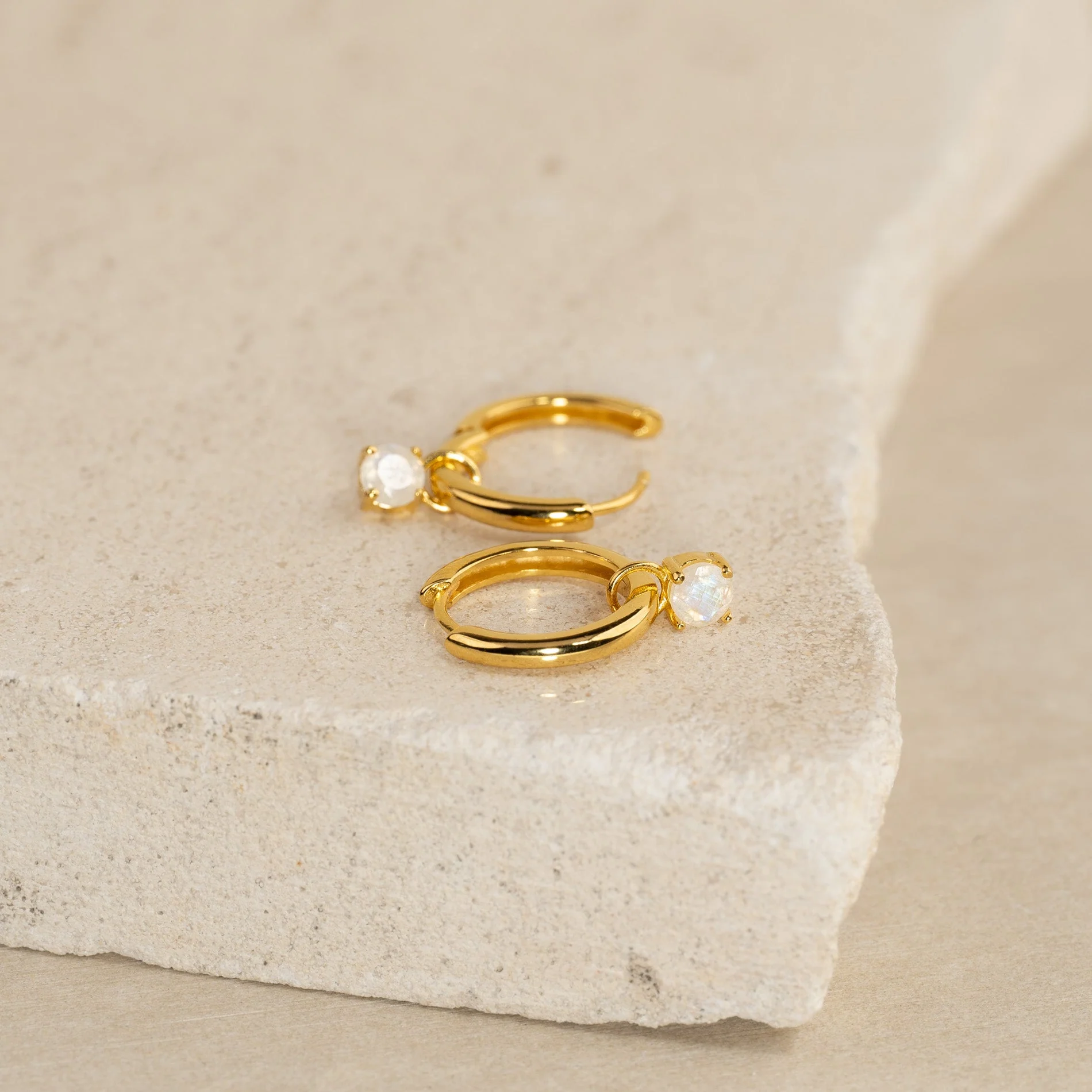 GEMMA MOONSTONE / ELINA SMALL GOLDEN CREOL EARRING - Image 7