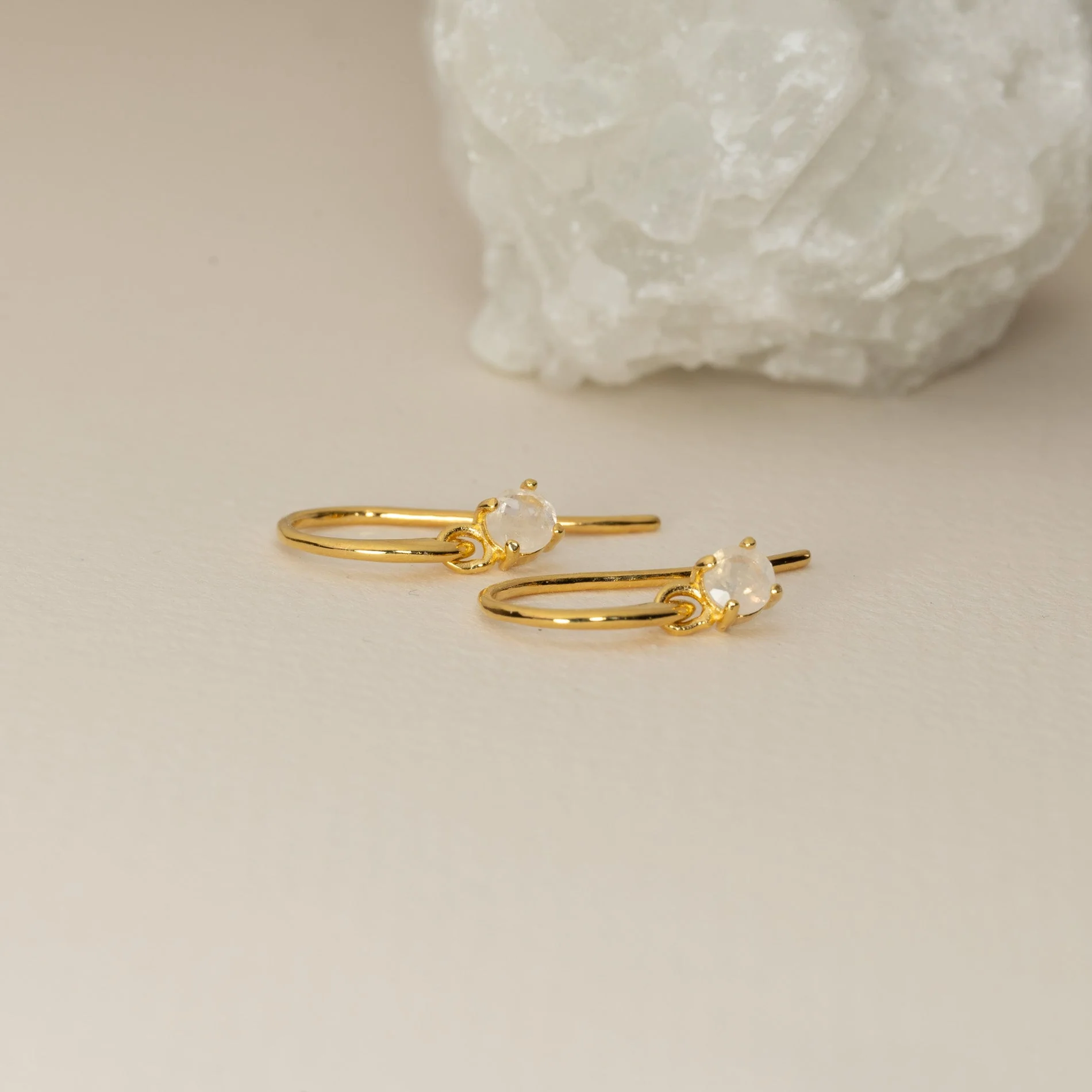 GEMMA MOONSTONE GOLDEN HOOK EARRING - Image 5