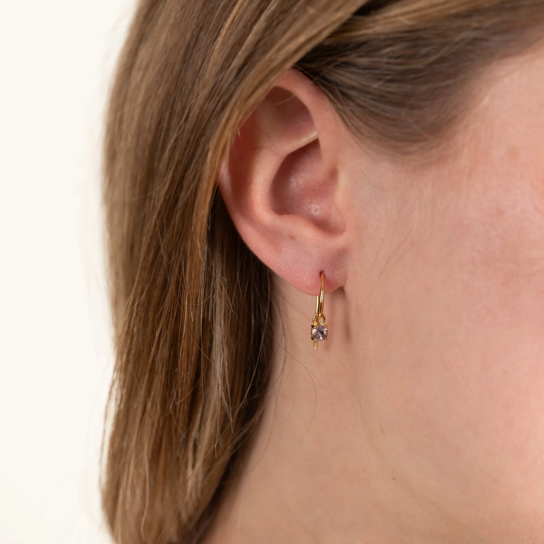 GEMMA PURPLE AMETHYST GOLDEN HOOK EARRING - Image 4