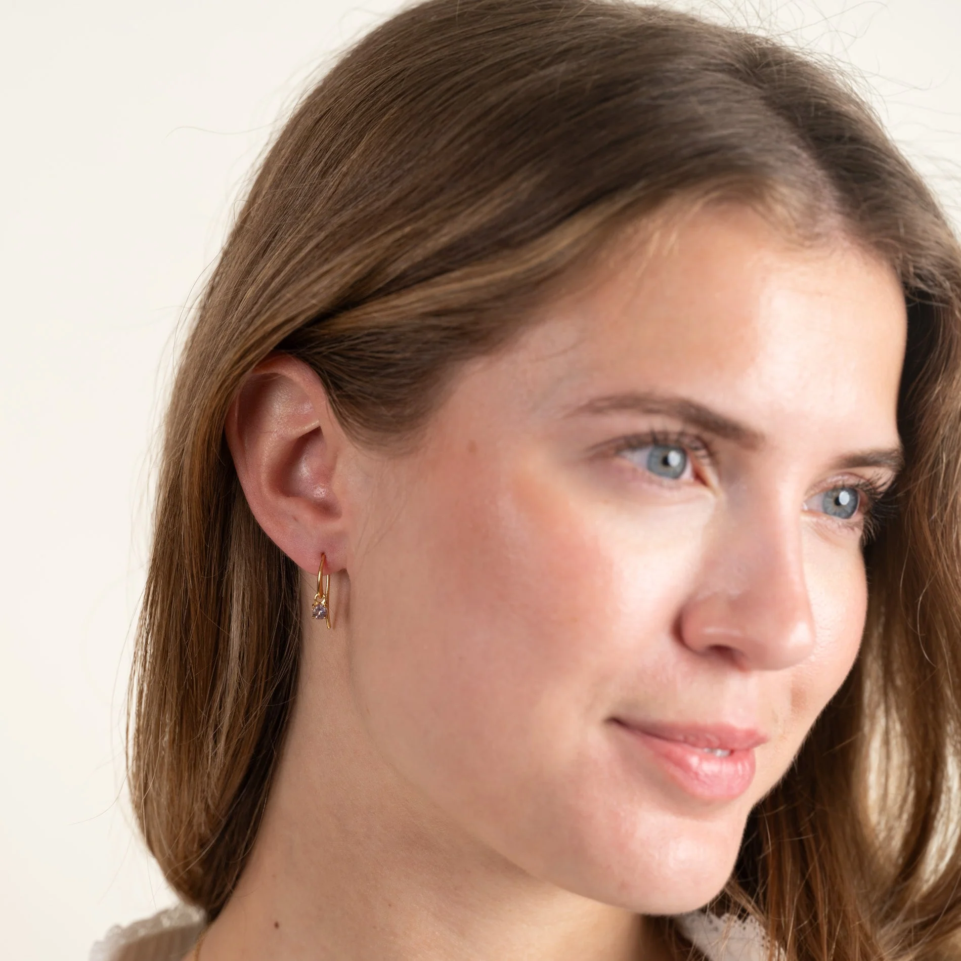 GEMMA PURPLE AMETHYST GOLDEN HOOK EARRING - Image 8