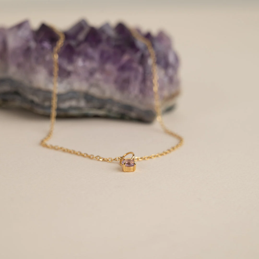 GEMMA PURPLE AMETHYST GOLDEN PENDANT - Image 5