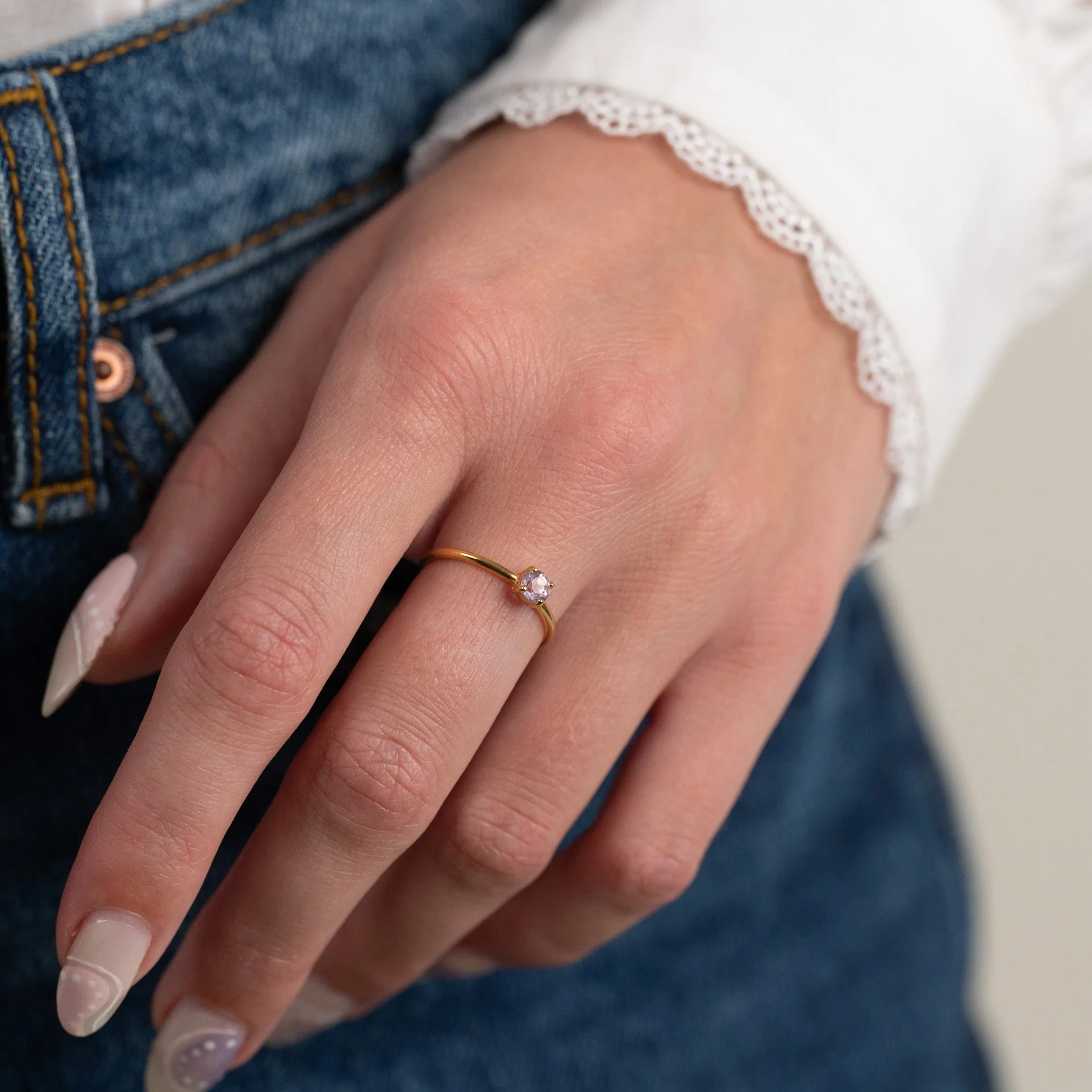 GEMMA PURPLE AMETHYST GOLDEN RING - Image 5