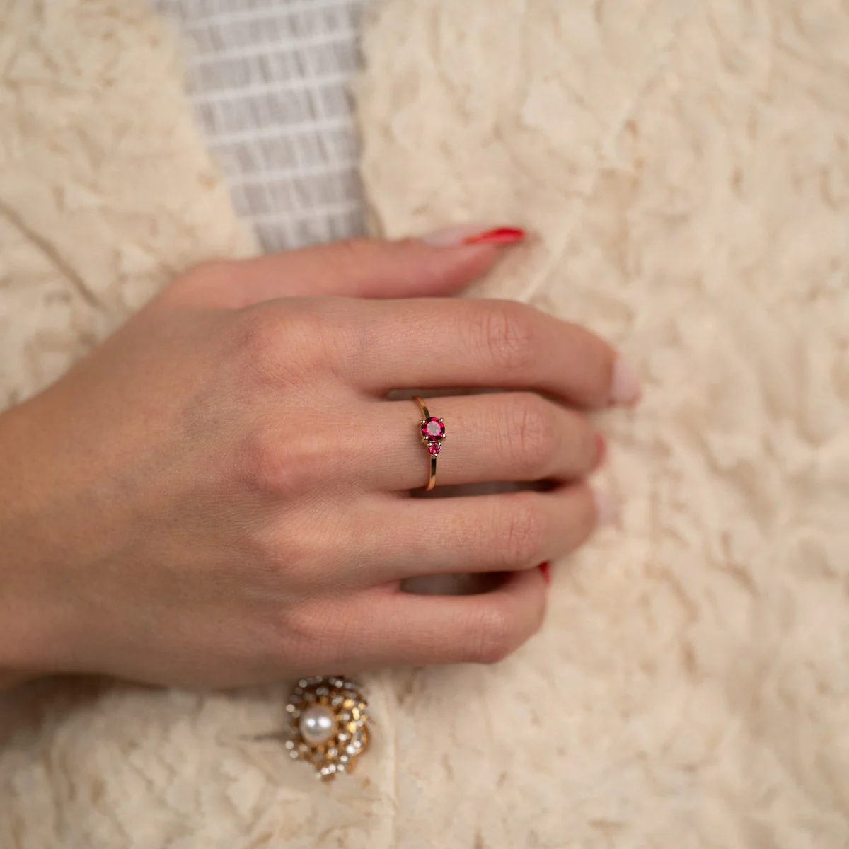 GLADIS PINK RHODOLITE SOLID GOLD RING - Image 4