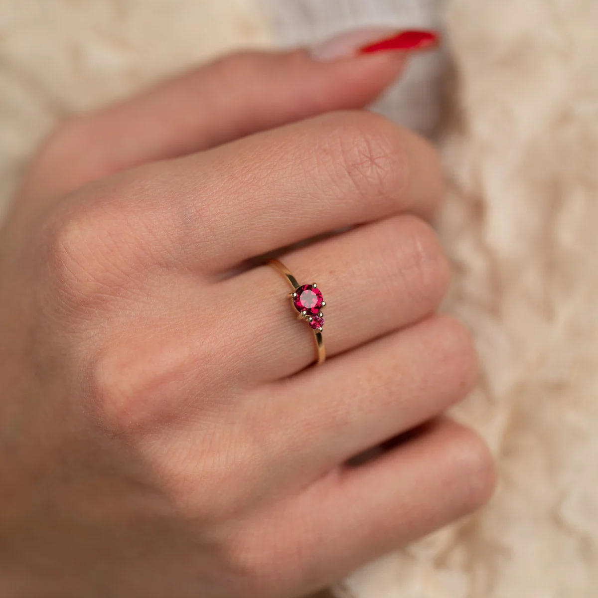 GLADIS PINK RHODOLITE SOLID GOLD RING - Image 7