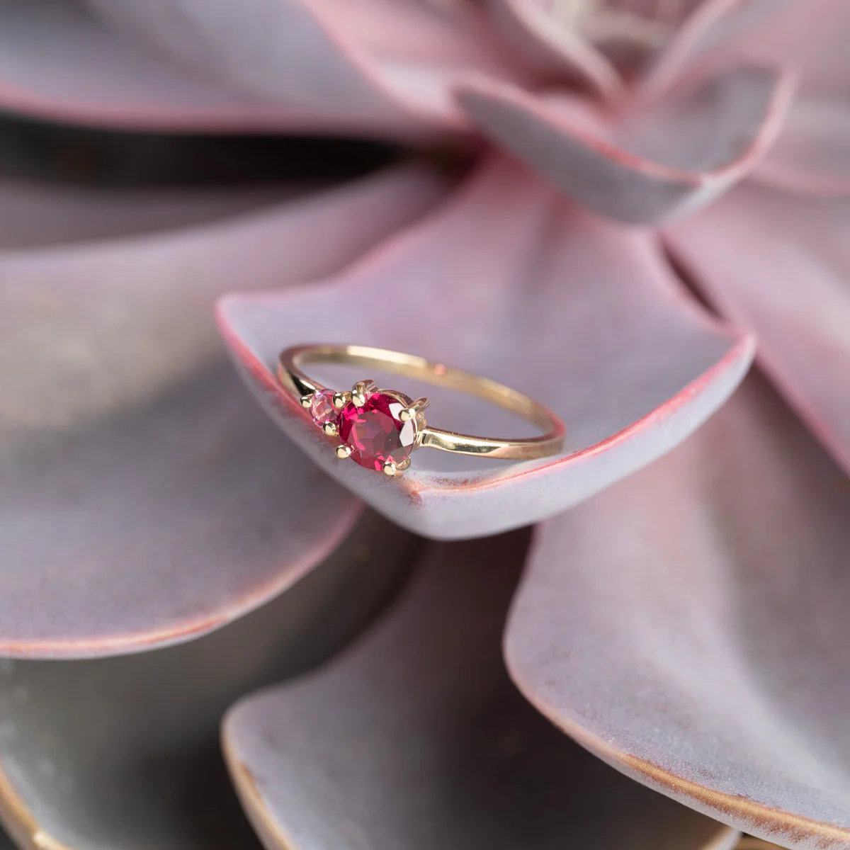 GLADIS PINK RHODOLITE SOLID GOLD RING - Image 8