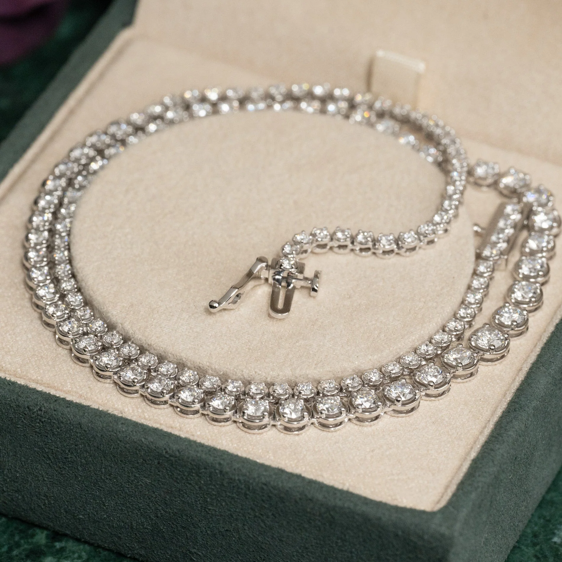 GRADUATING CROWN-SET LAB-DIAMOND TENNIS NECKLACE - 5ct - WG - Image 11