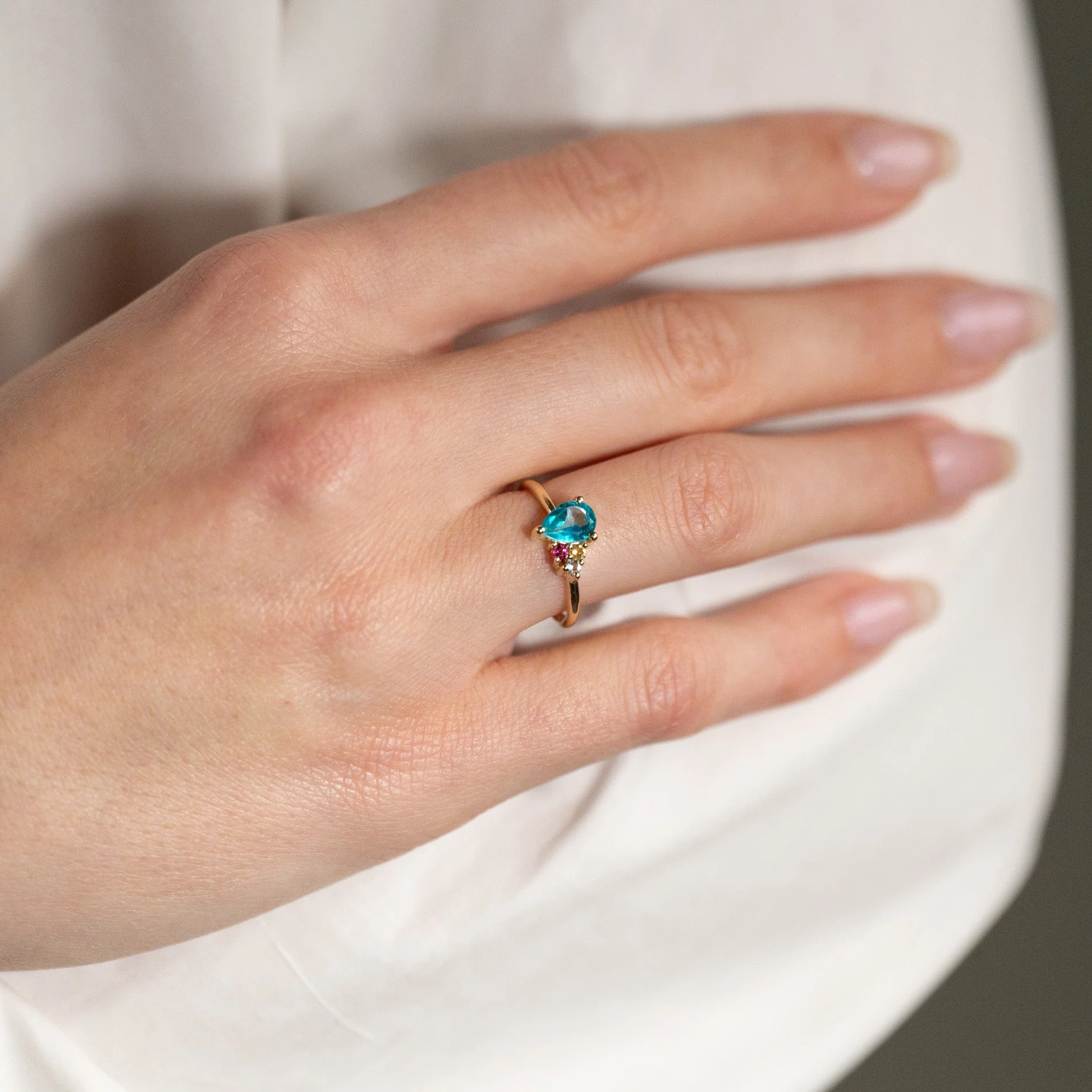 GYDA PARAIBA TOPAZ SOLID GOLD RING - Image 4
