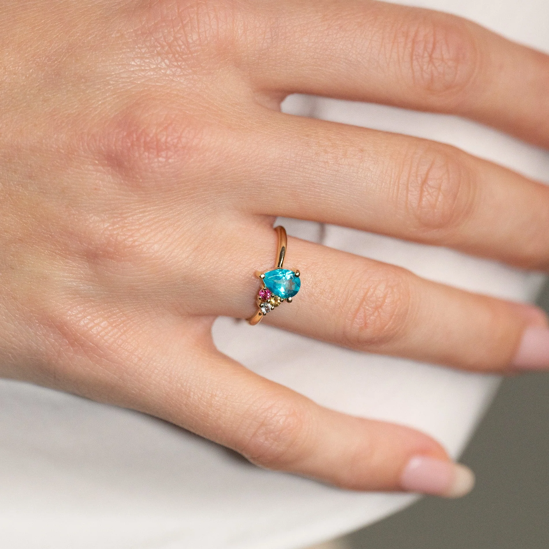 GYDA PARAIBA TOPAZ SOLID GOLD RING - Image 6