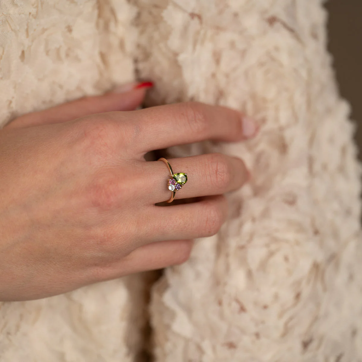 GYRITH GEM CLUSTER SOLID GOLD RING - Image 7