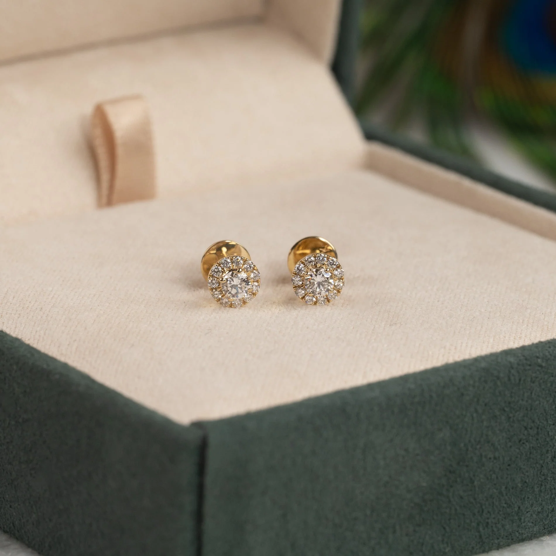 HALO LAB-DIAMOND STUD EARRING - 0.33ct - YG