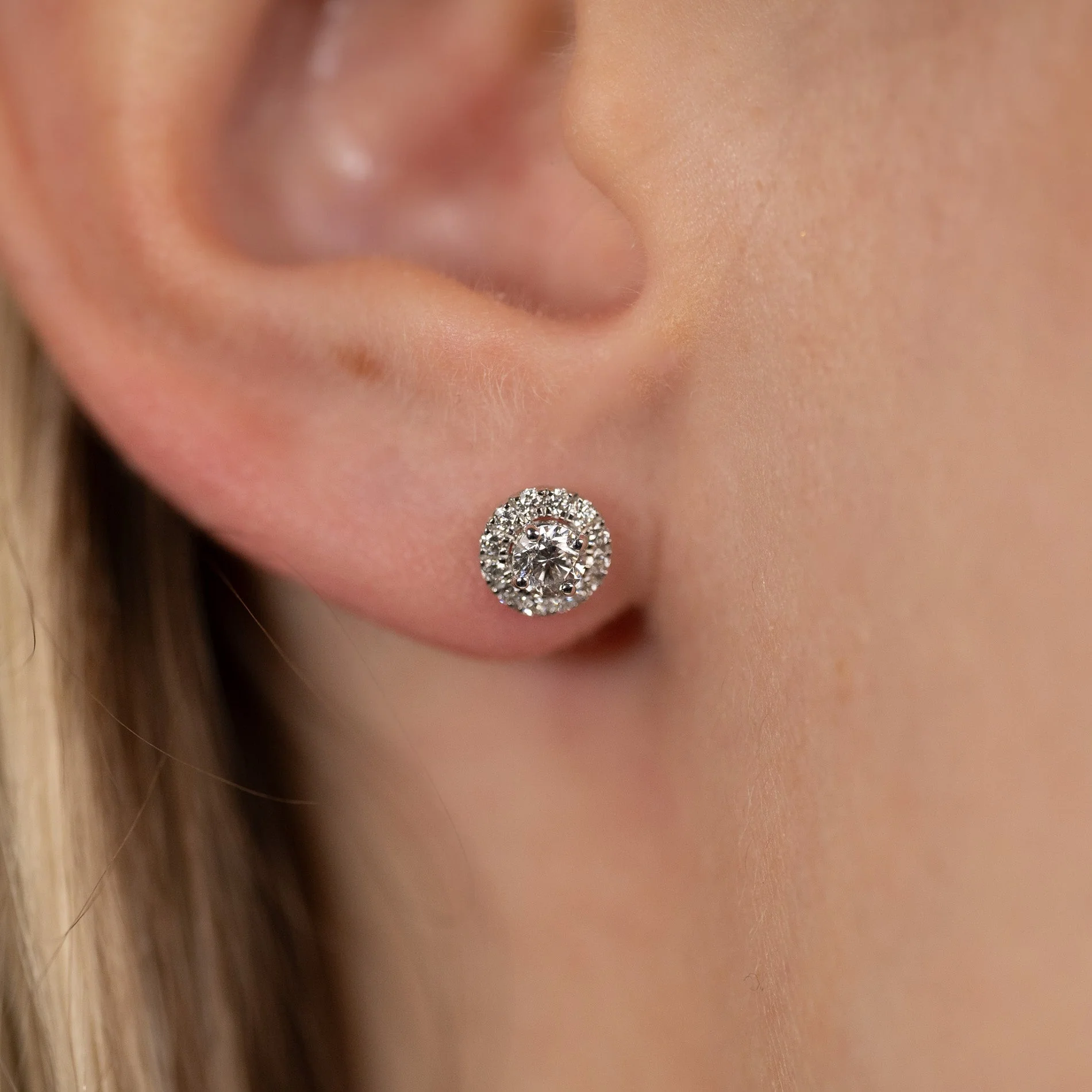 HALO LAB-DIAMOND STUD EARRING - 0.5ct - WG - Image 2