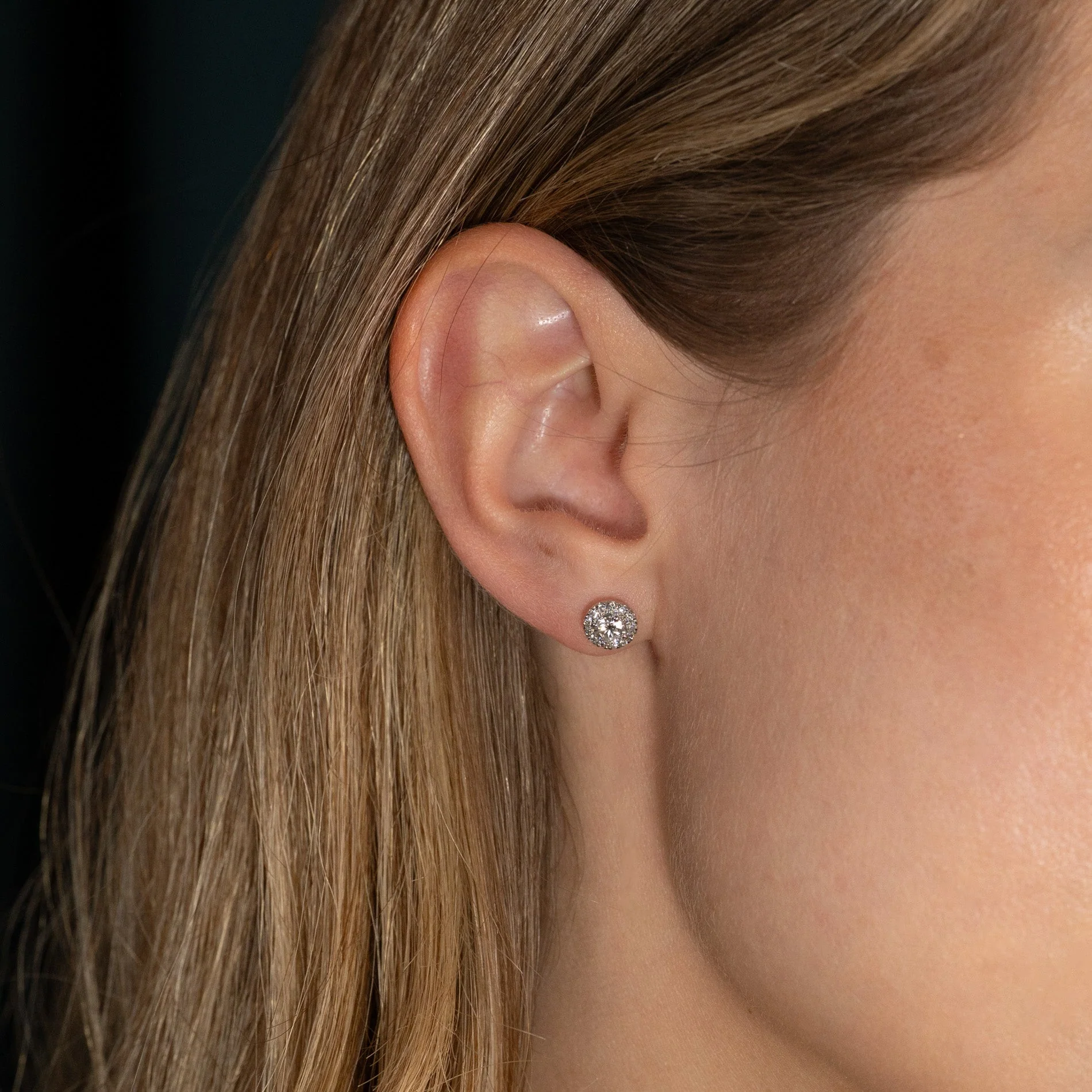HALO LAB-DIAMOND STUD EARRING - 0.65ct - WG - Image 5