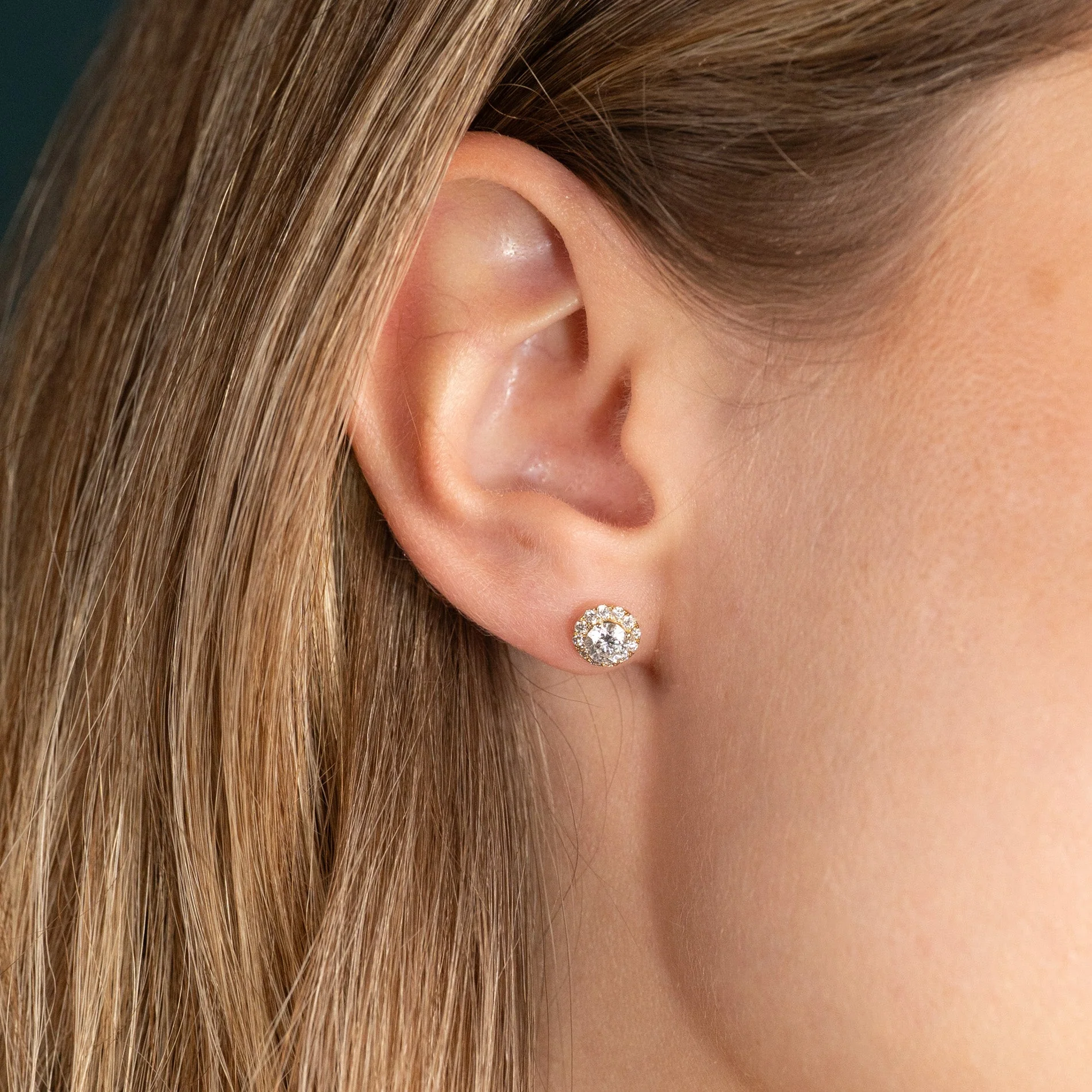 HALO LAB-DIAMOND STUD EARRING - 1.0ct - YG - Image 2