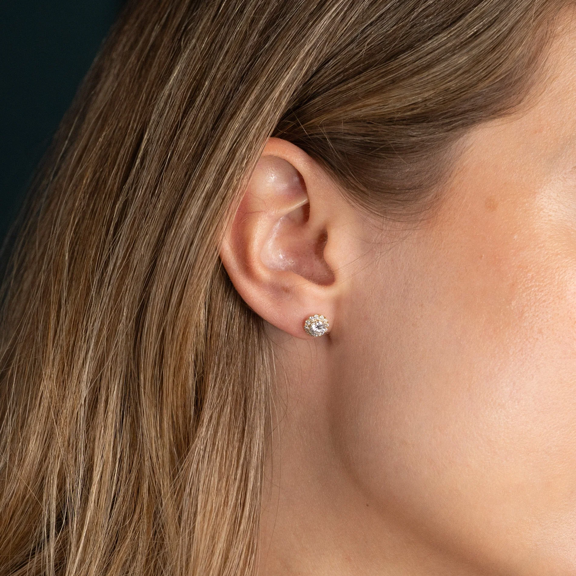 HALO LAB-DIAMOND STUD EARRING - 1.0ct - YG - Image 8