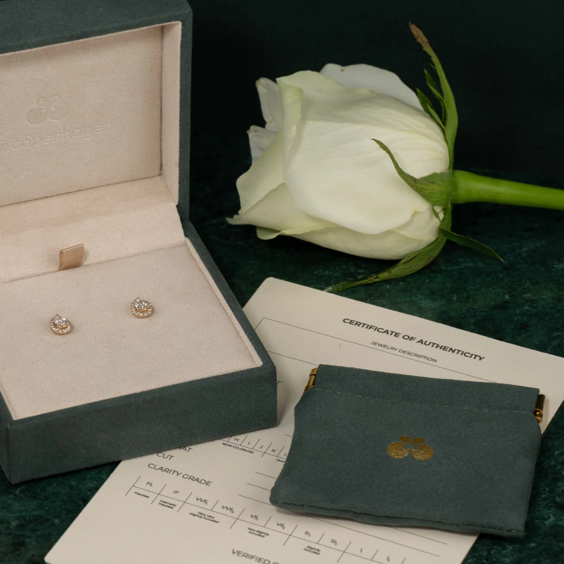 HALO PEAR LAB-DIAMOND STUD EARRING - 0.7ct - YG - Image 12