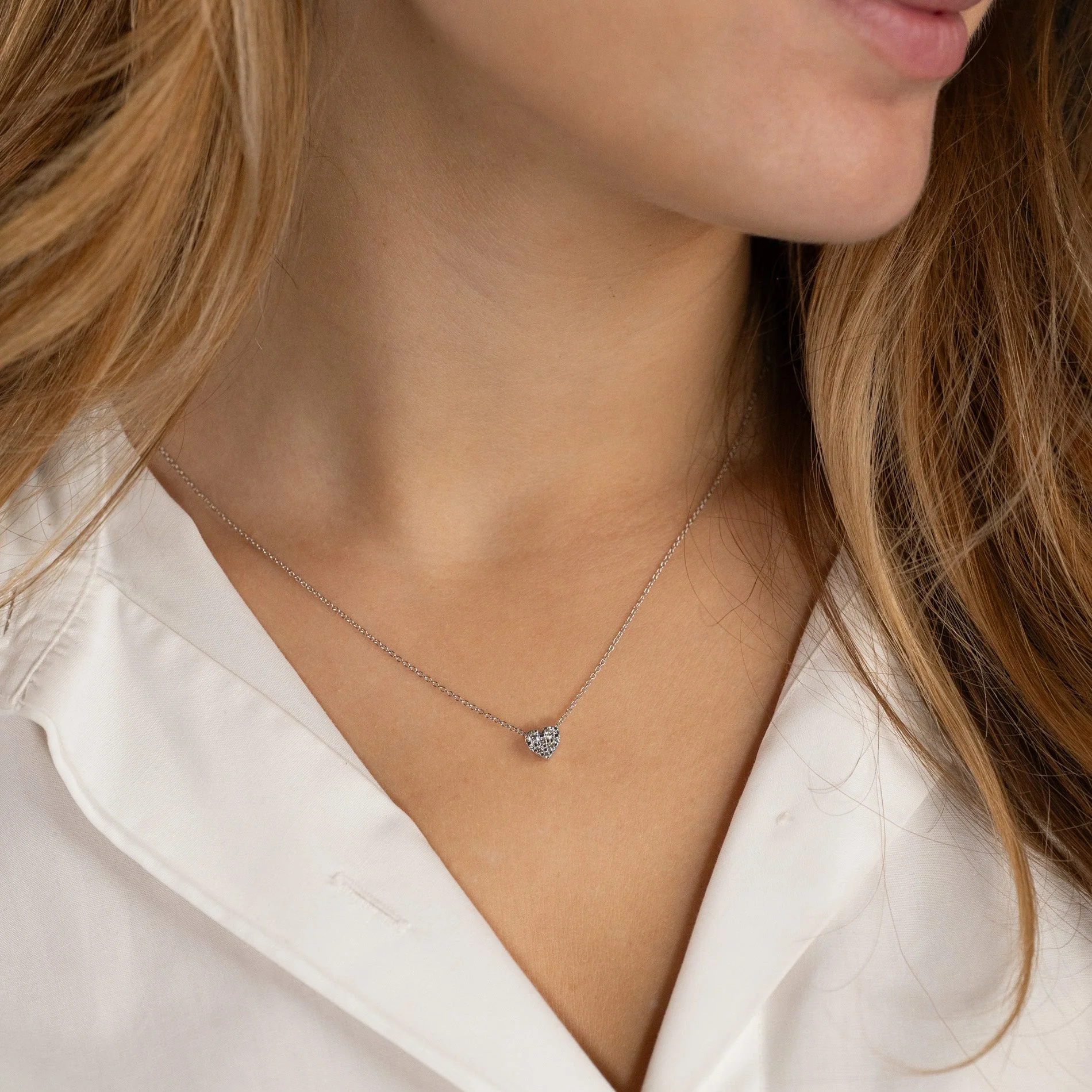 HEART PAVE LAB-DIAMOND PENDANT - 0.17ct - WG - Image 11