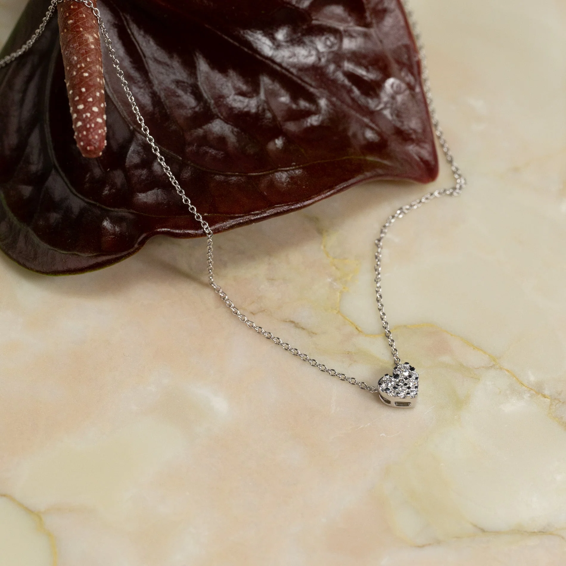 HEART PAVE LAB-DIAMOND PENDANT - 0.17ct - WG - Image 3