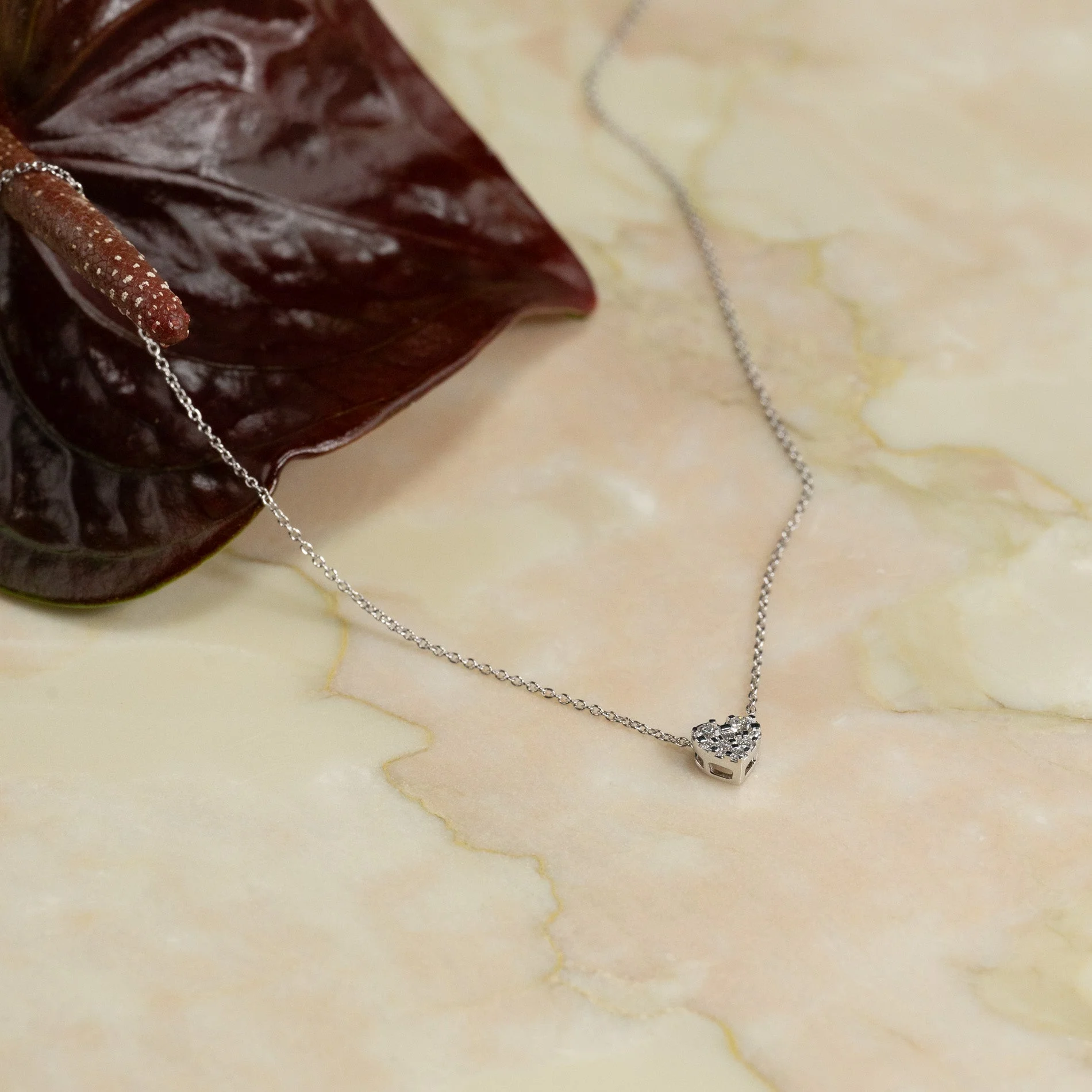 HEART PAVE LAB-DIAMOND PENDANT - 0.17ct - WG - Image 9