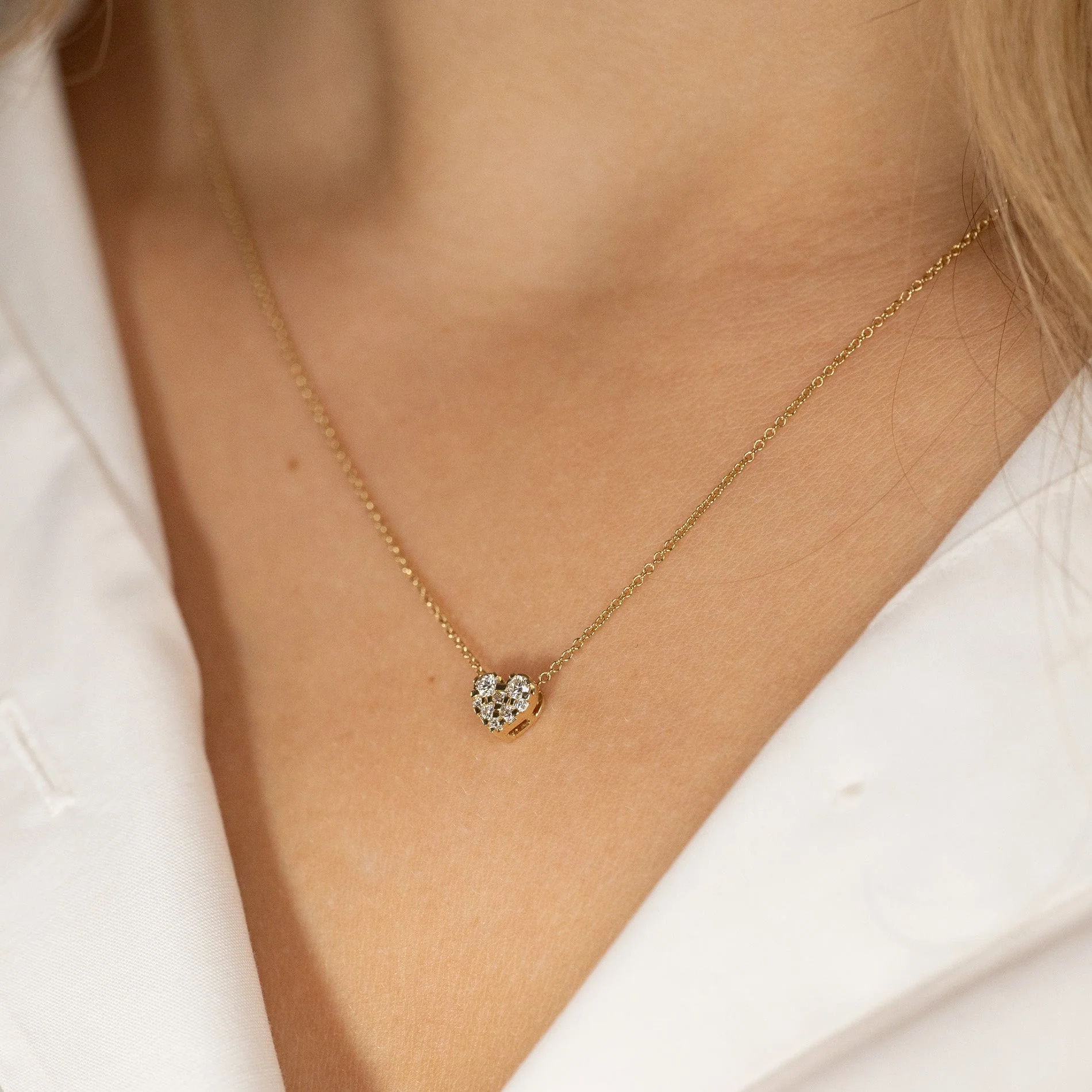 HEART PAVE LAB-DIAMOND PENDANT - 0.17ct - YG - Image 5
