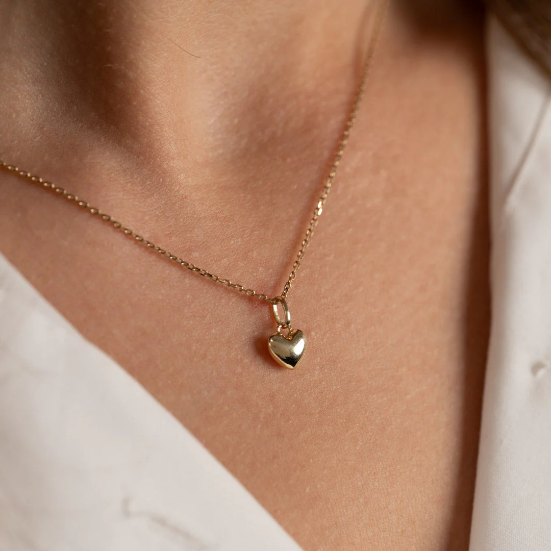 HEART SOLID GOLD PENDANT - 7mm - Image 2