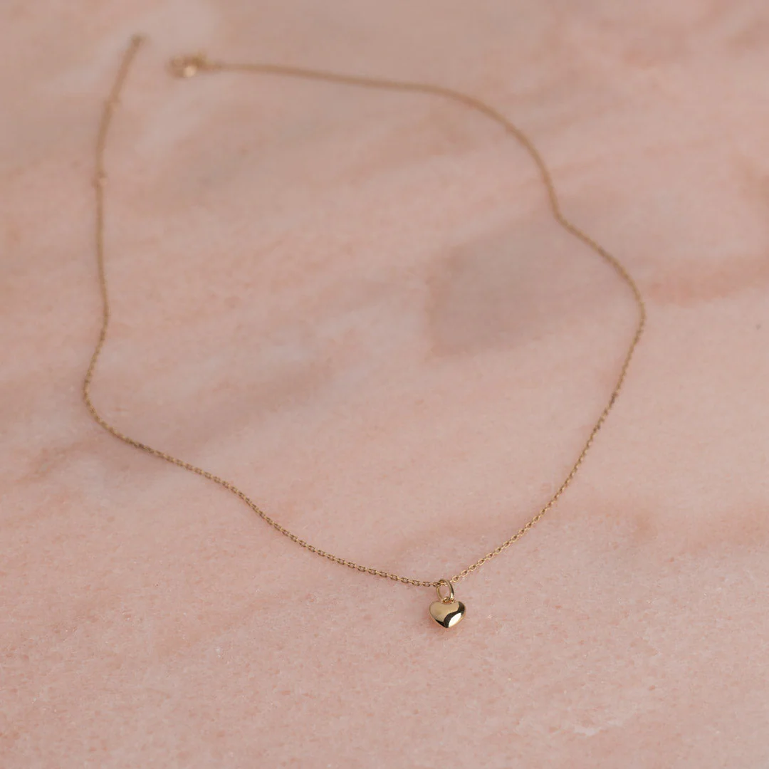 HEART SOLID GOLD PENDANT - 7mm - Image 3