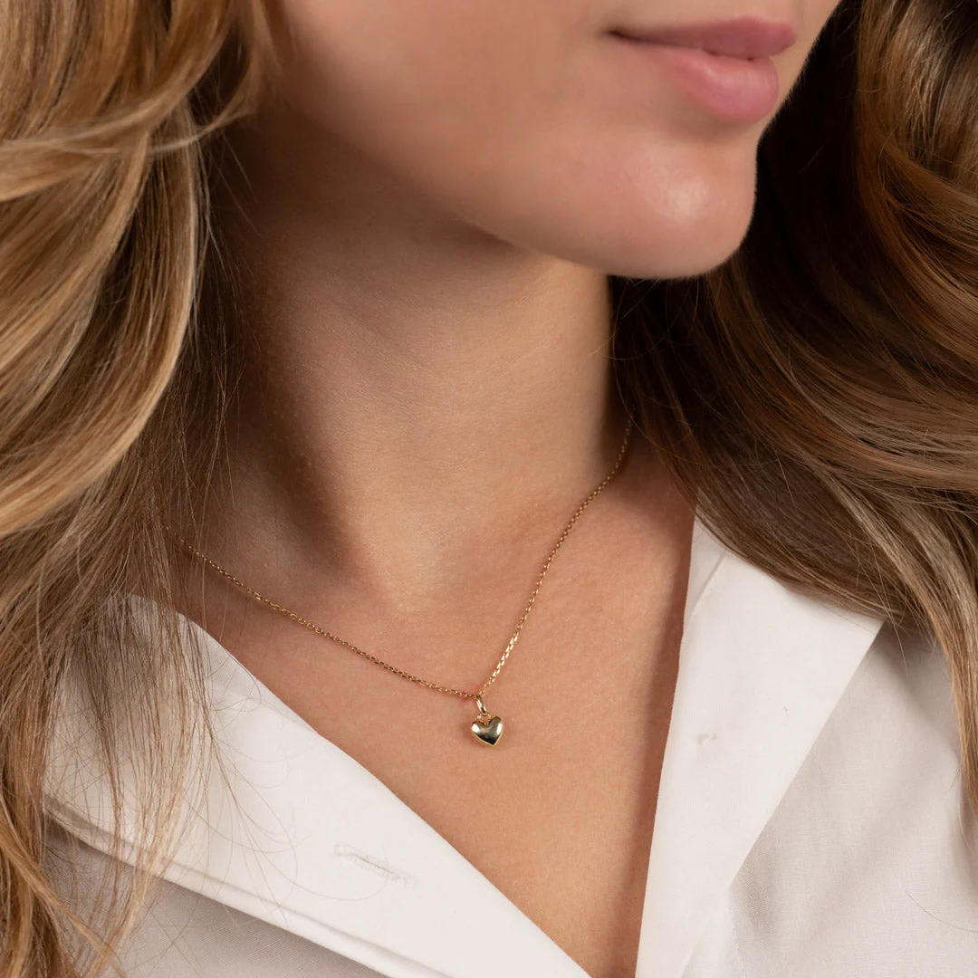 HEART SOLID GOLD PENDANT - 7mm - Image 5