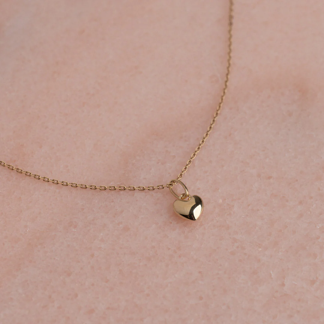 HEART SOLID GOLD PENDANT - 7mm - Image 6