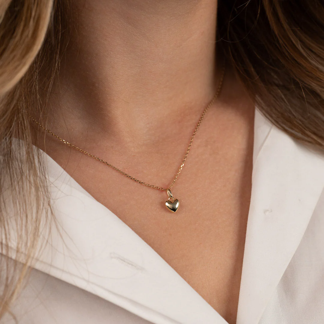 HEART SOLID GOLD PENDANT - 7mm - Image 7