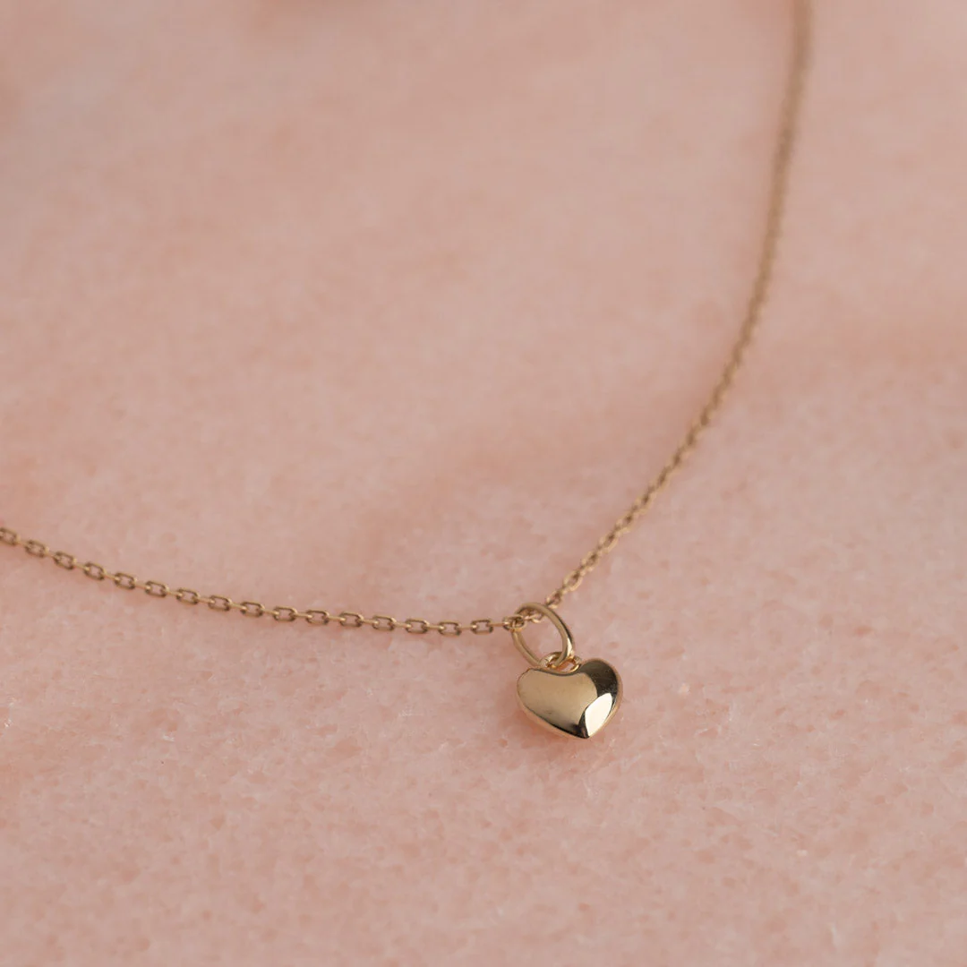 HEART SOLID GOLD PENDANT - 7mm - Image 8