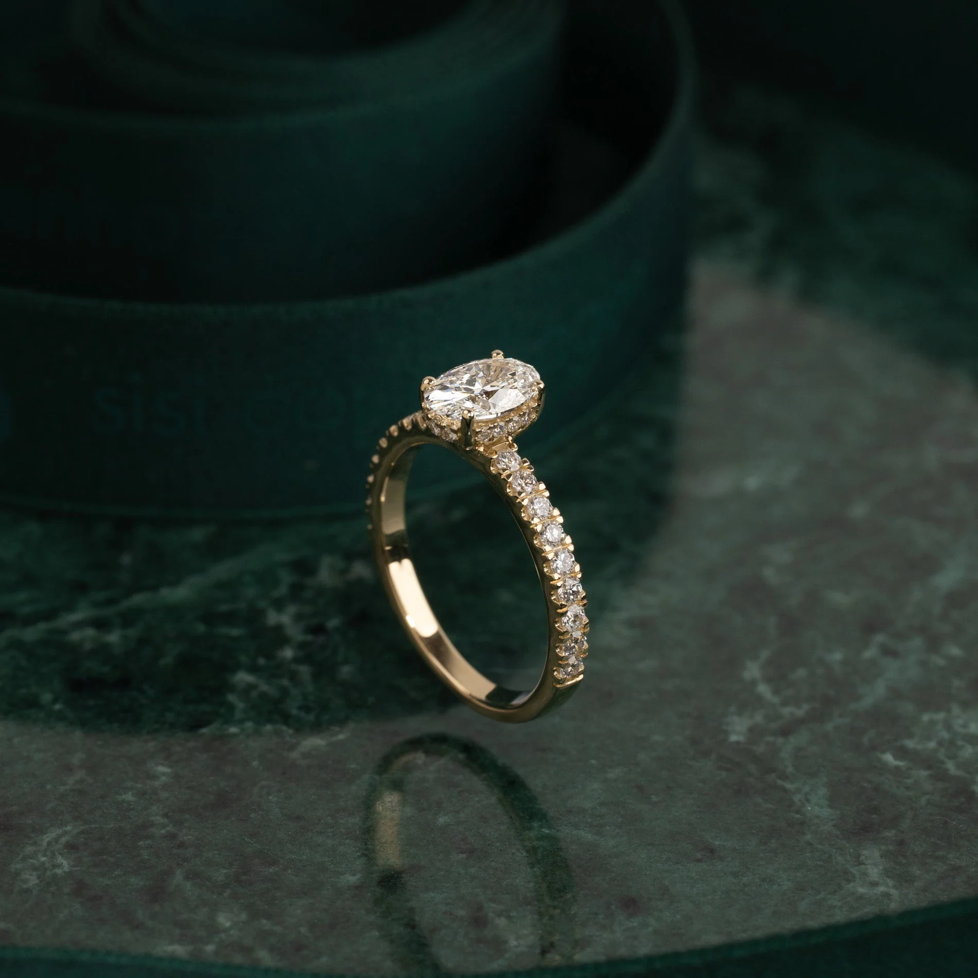 HIDDEN HALO OVAL-CUT ALLIANCE DIAMOND RING - Image 2