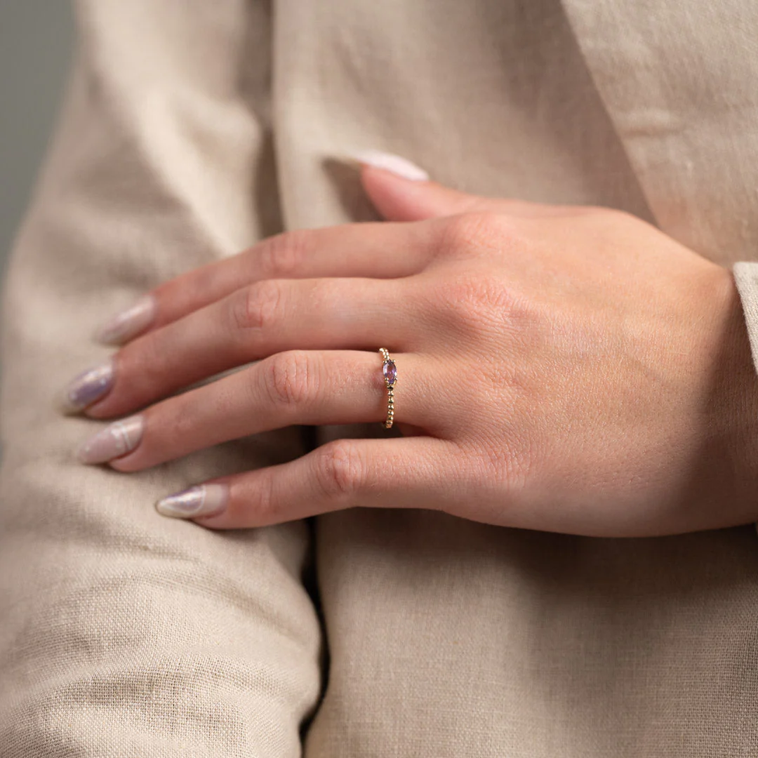 INGEBORG AMETHYST SOLID GOLD RING - Image 7