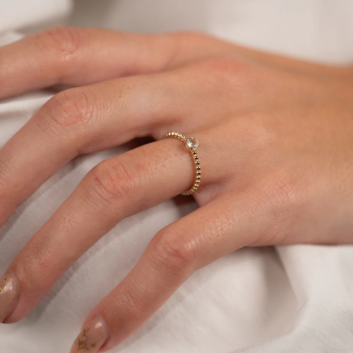 INGRID CRYSTAL SOLID GOLD RING - Image 3