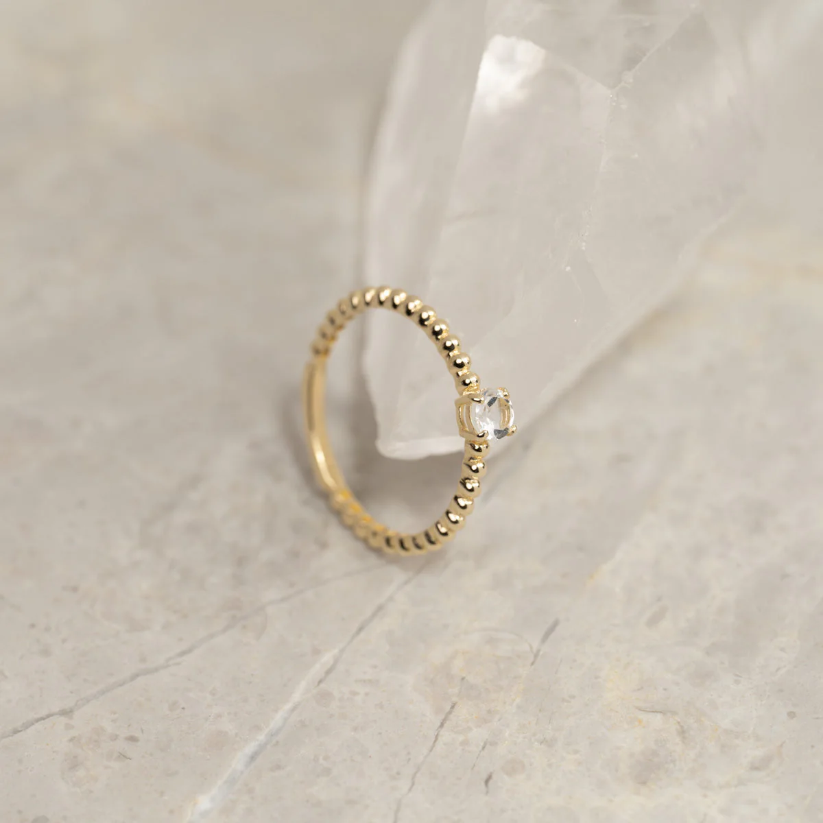 INGRID CRYSTAL SOLID GOLD RING - Image 6