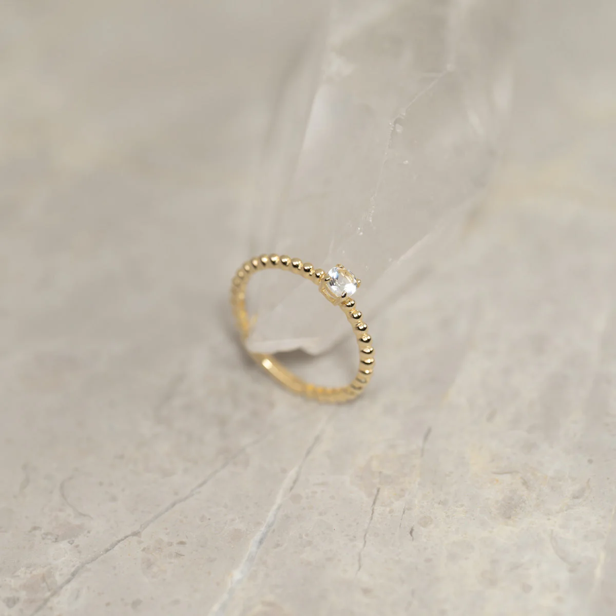 INGRID CRYSTAL SOLID GOLD RING - Image 7