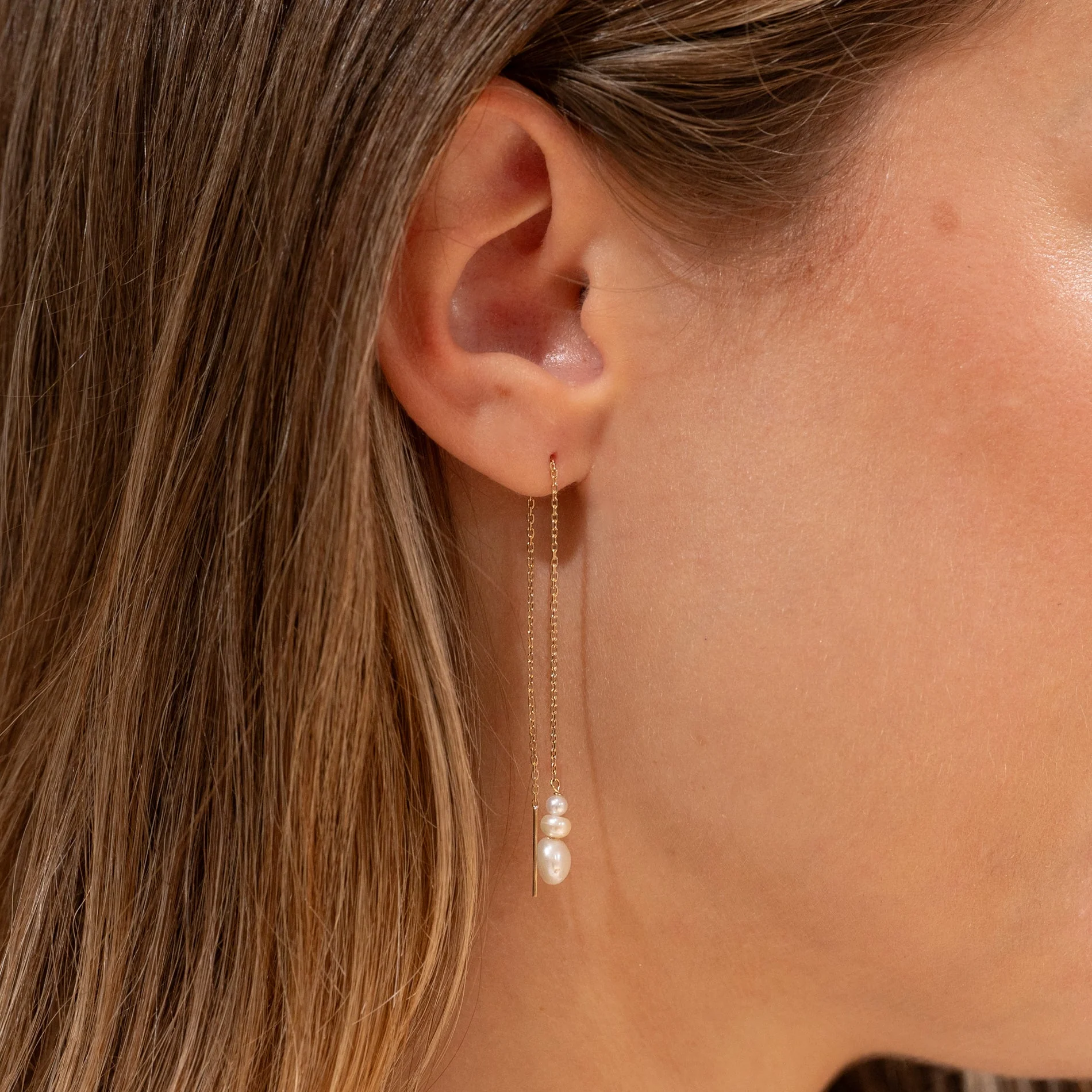 INKA PEARL SOLID GOLD DROP EARRING - Image 2