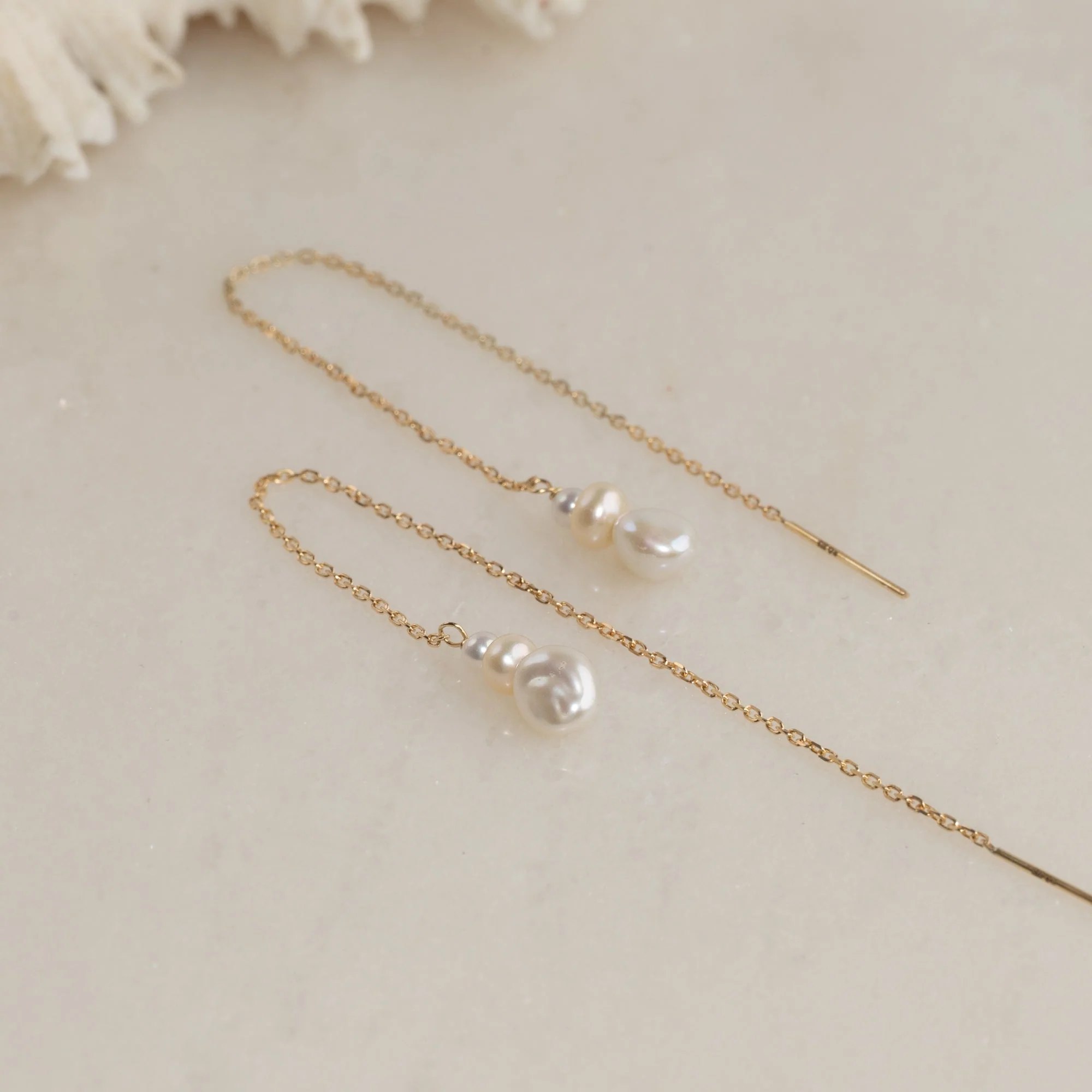 INKA PEARL SOLID GOLD DROP EARRING - Image 3
