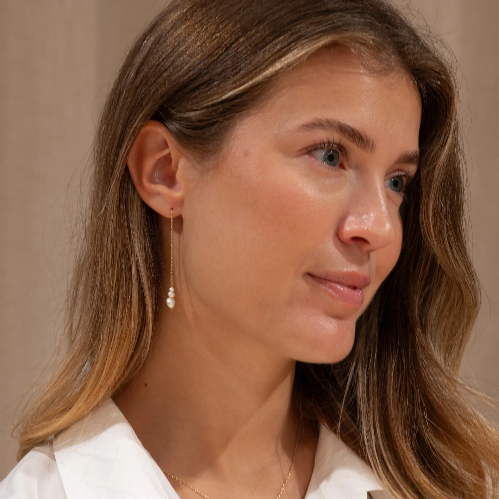 INKA PEARL SOLID GOLD DROP EARRING - Image 4